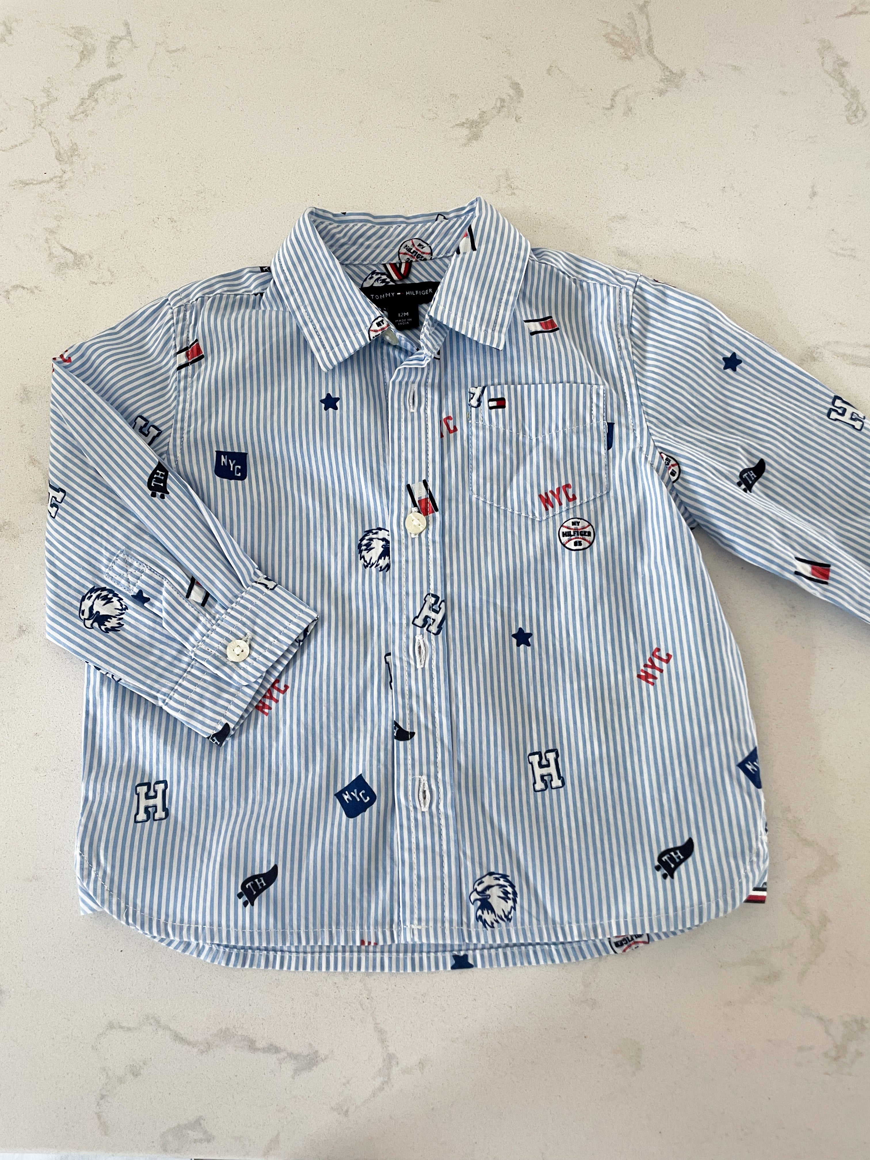 Tommy Hilfiger-12-18m-VGUC- striped dress shirt