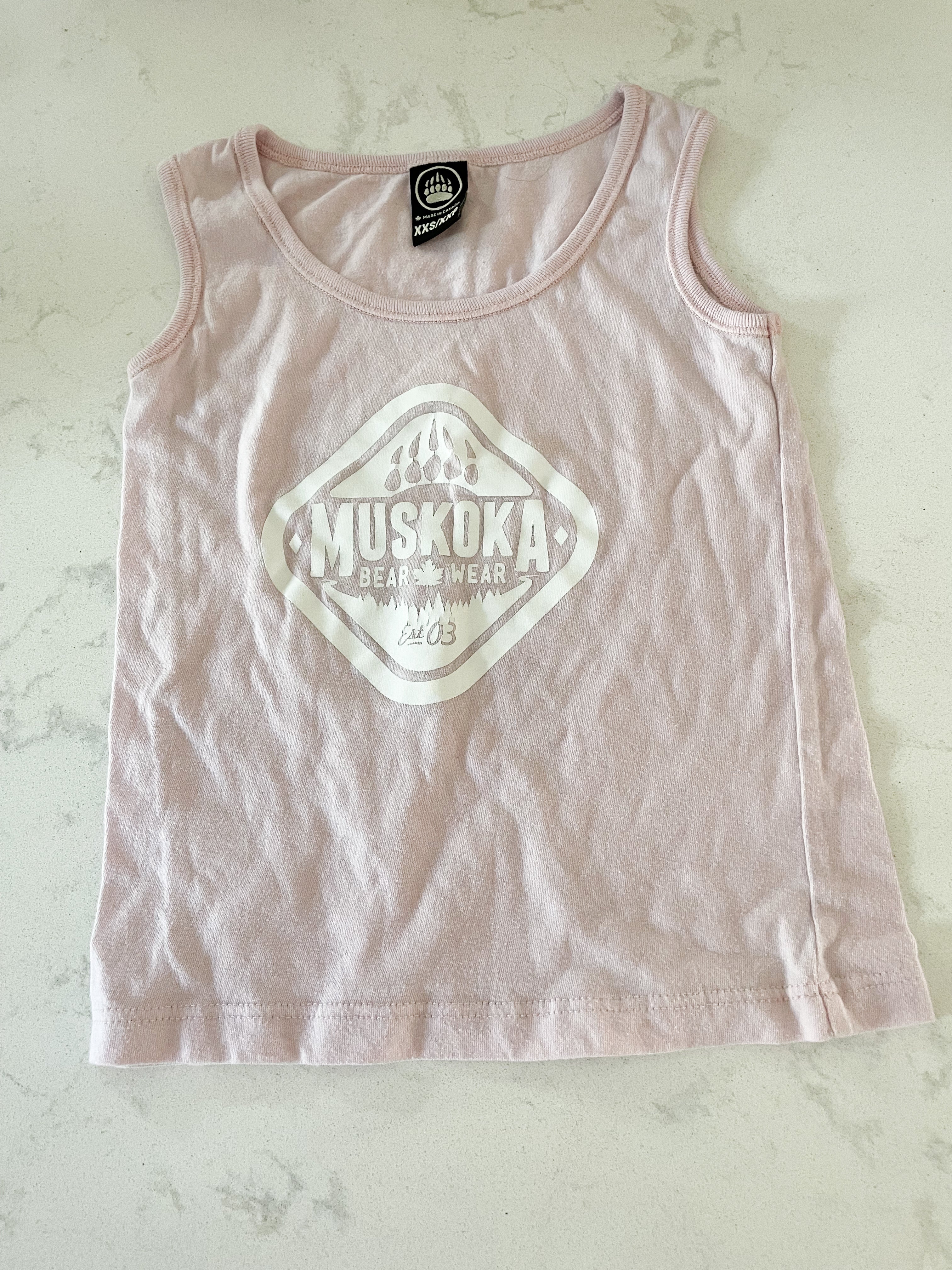 Muskoka Bear Wear- xxs (4T)- PLAY- light pink tank