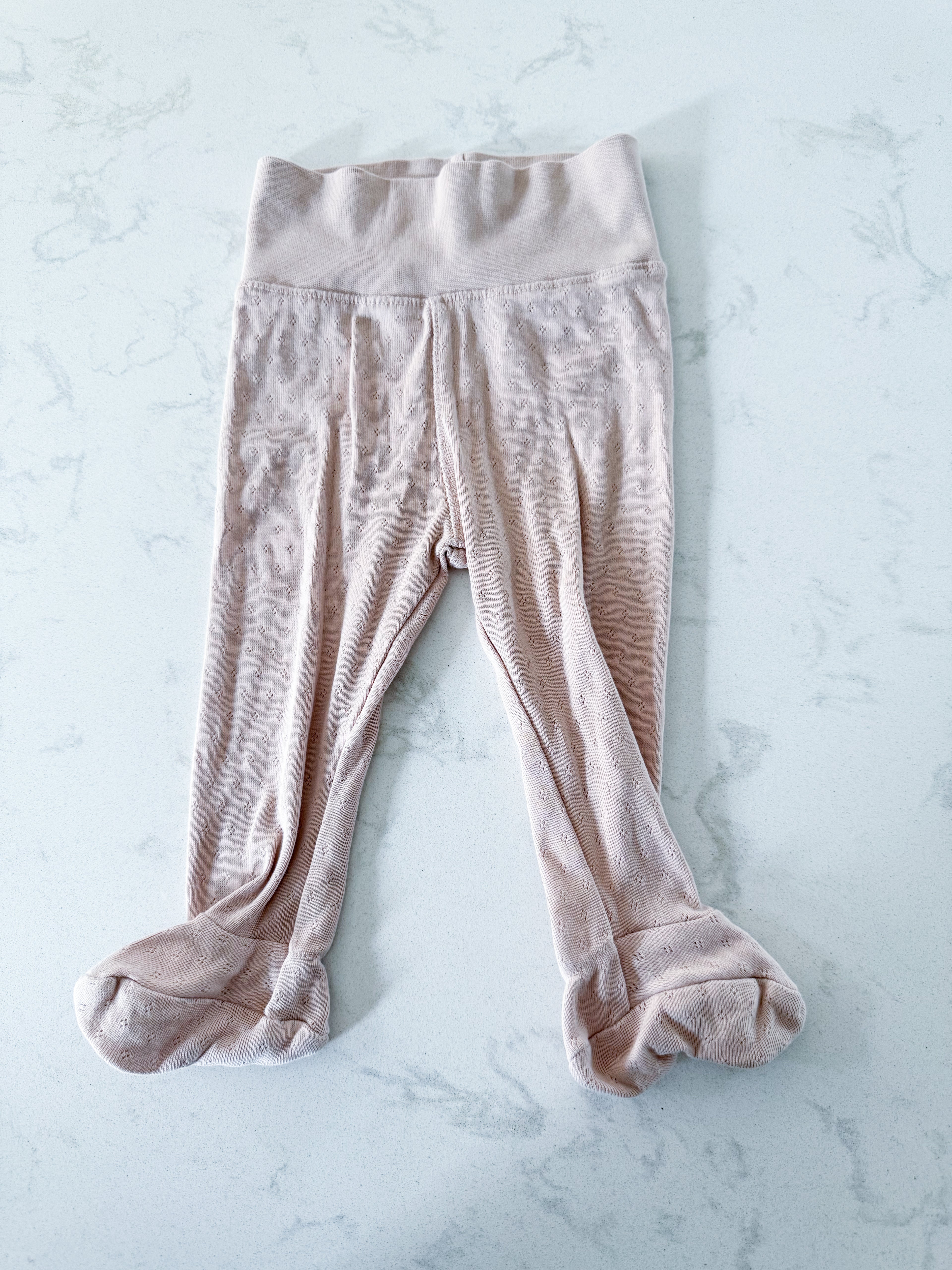 H&M- 6m- GUC- footed pants pink