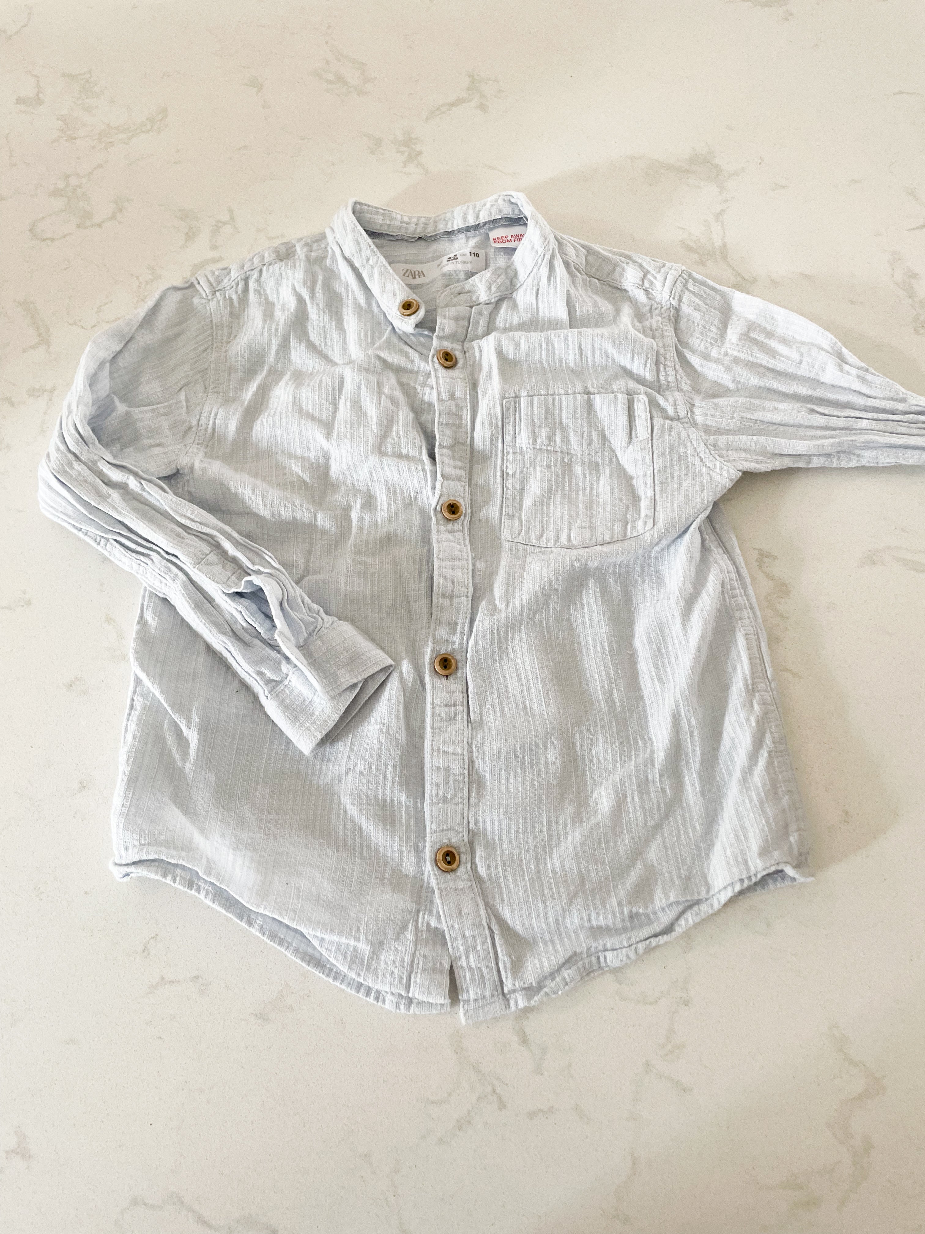 Zara-4-5Y- GUC- long sleeve dress shirt light blue