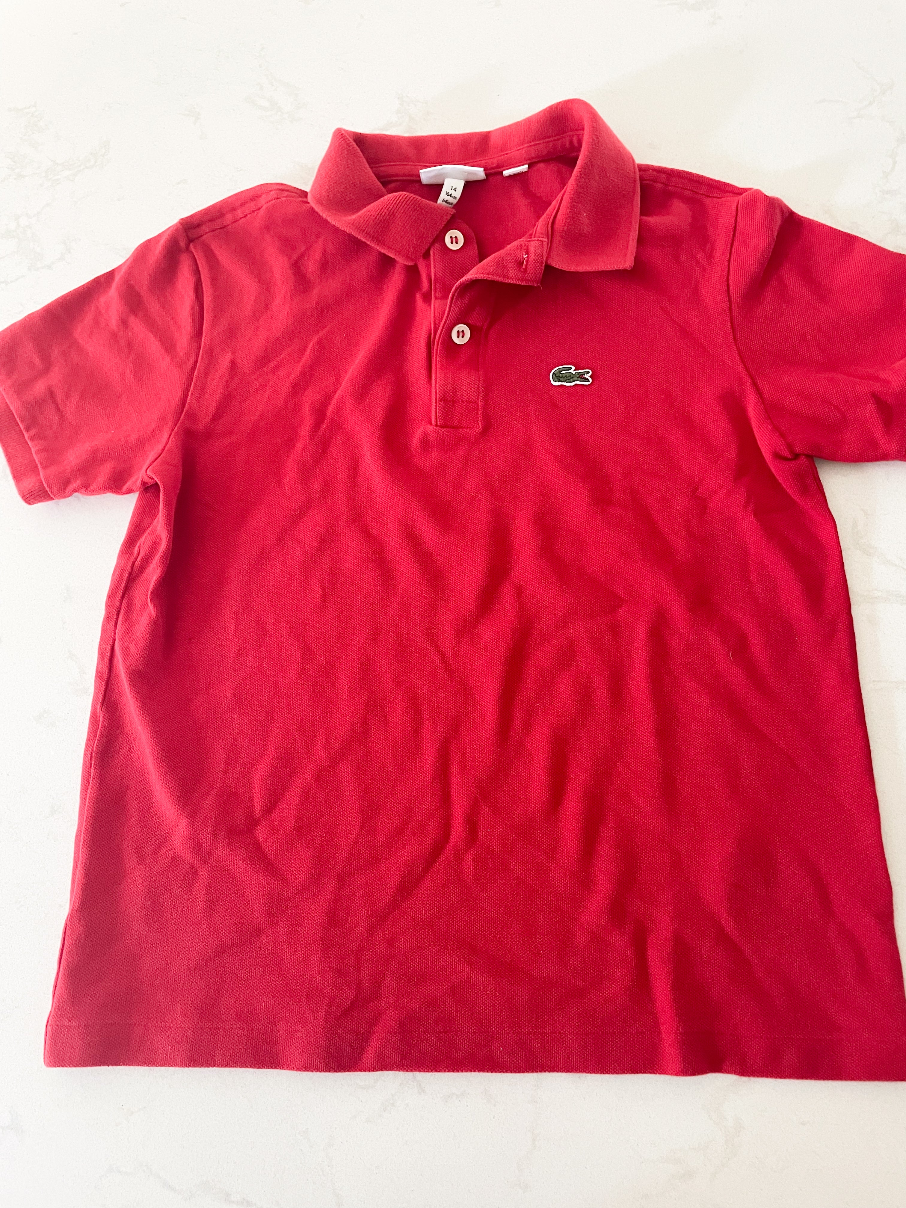 Lacoste-14Y- VGUC- red polo