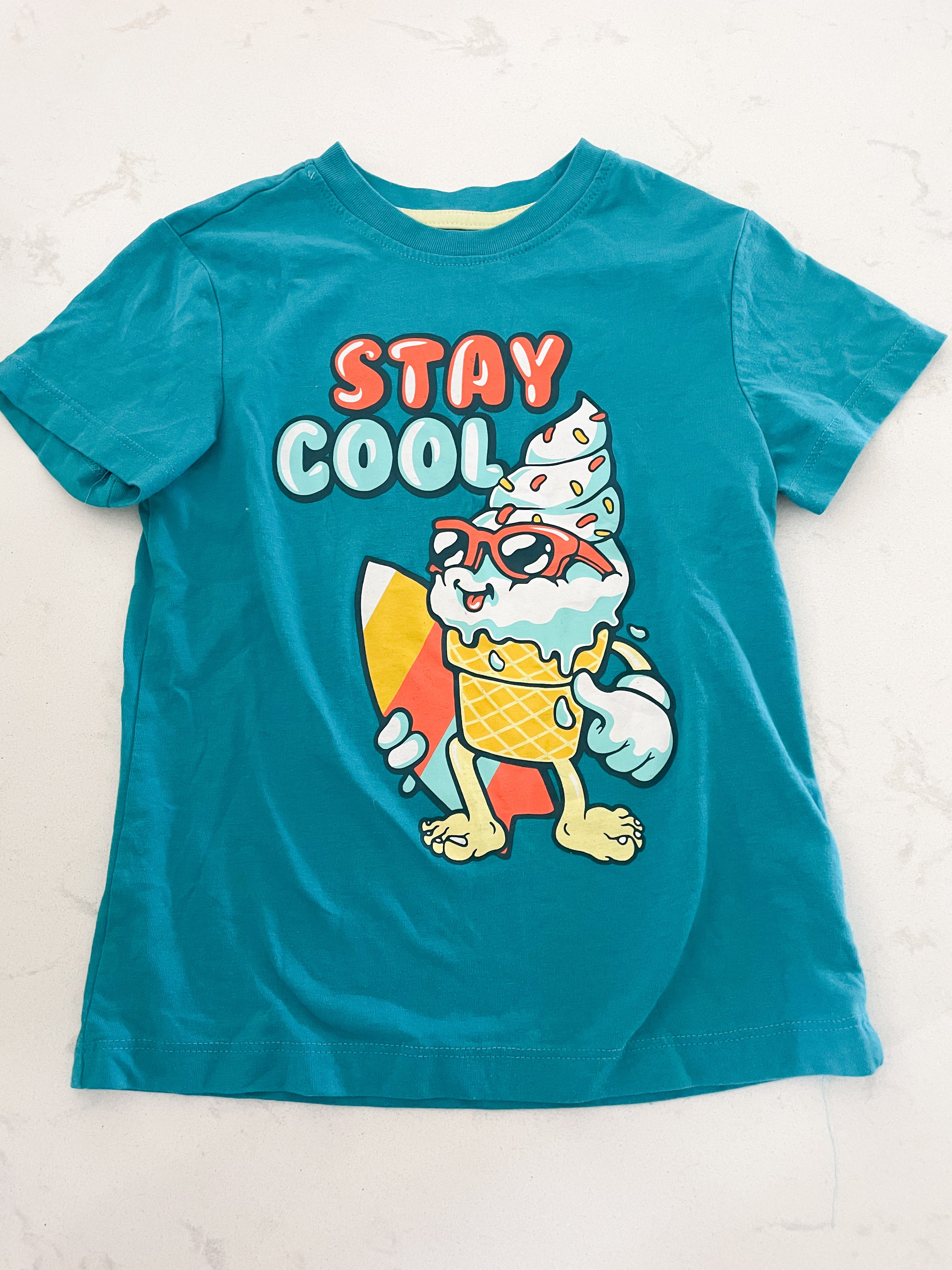 Monkey Bars- 4T- VGUC- teal t shirt with stay cool ice cream