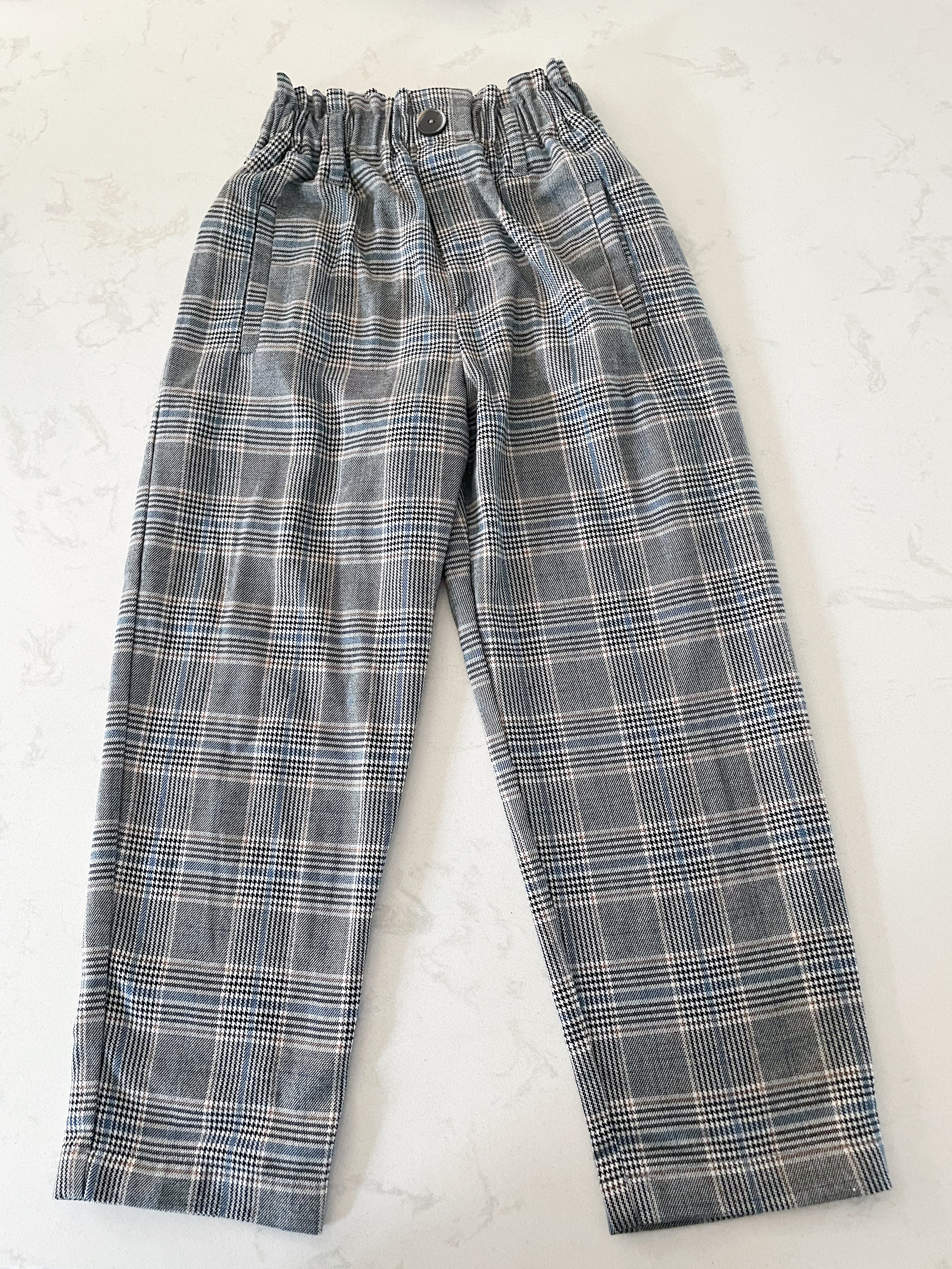 Zara-8Y-VGUC- grey plaid high waisted pants
