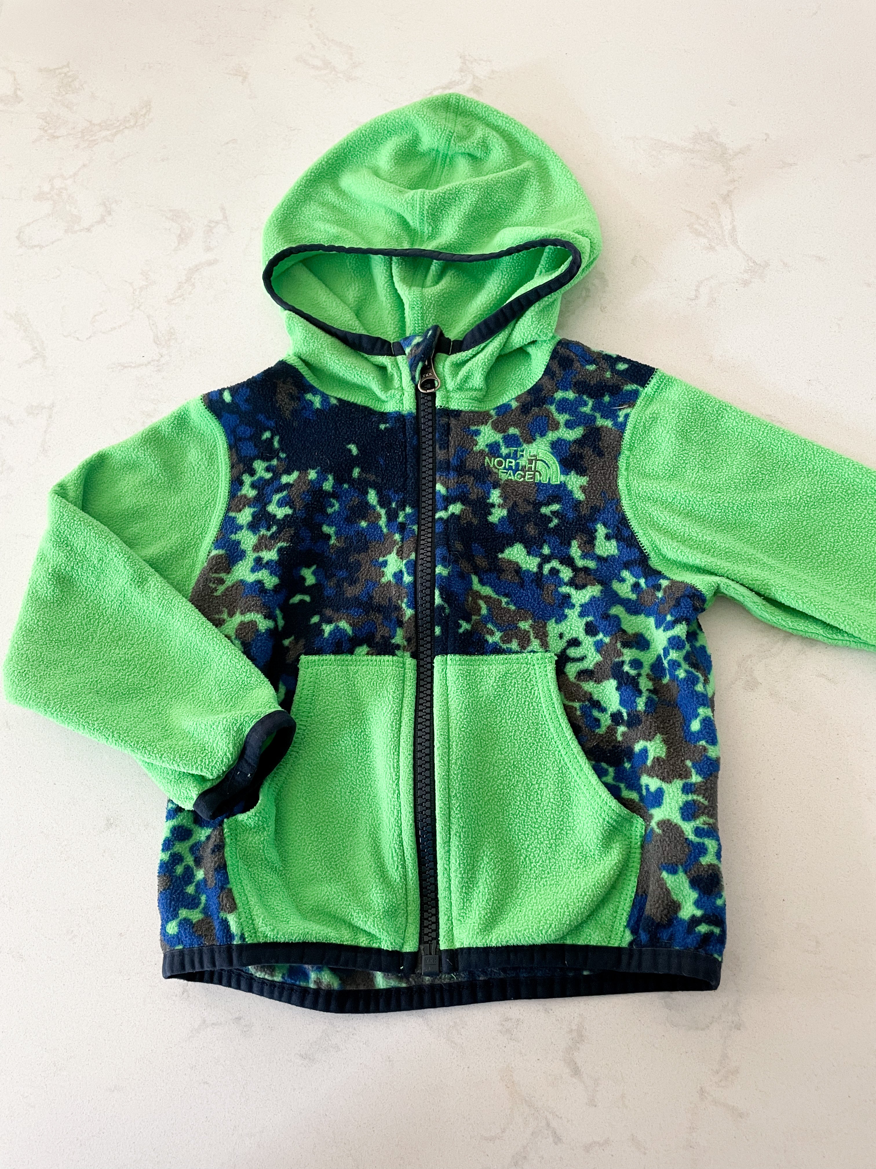 The North Face-12-18 months- green blue and grey camouflage zip up