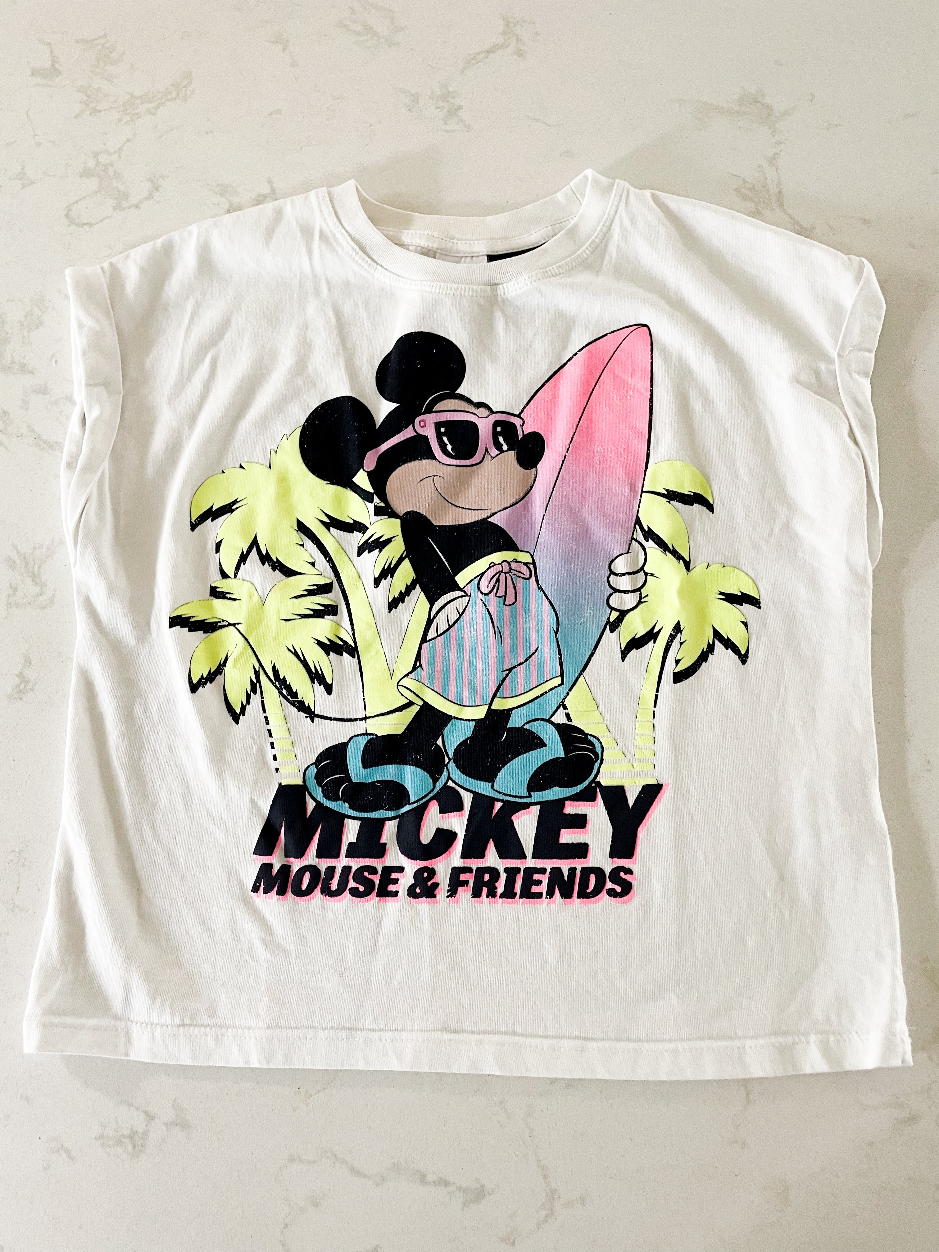 Zara- 8-9Y- VGUC bright Mickey surfer t shirt