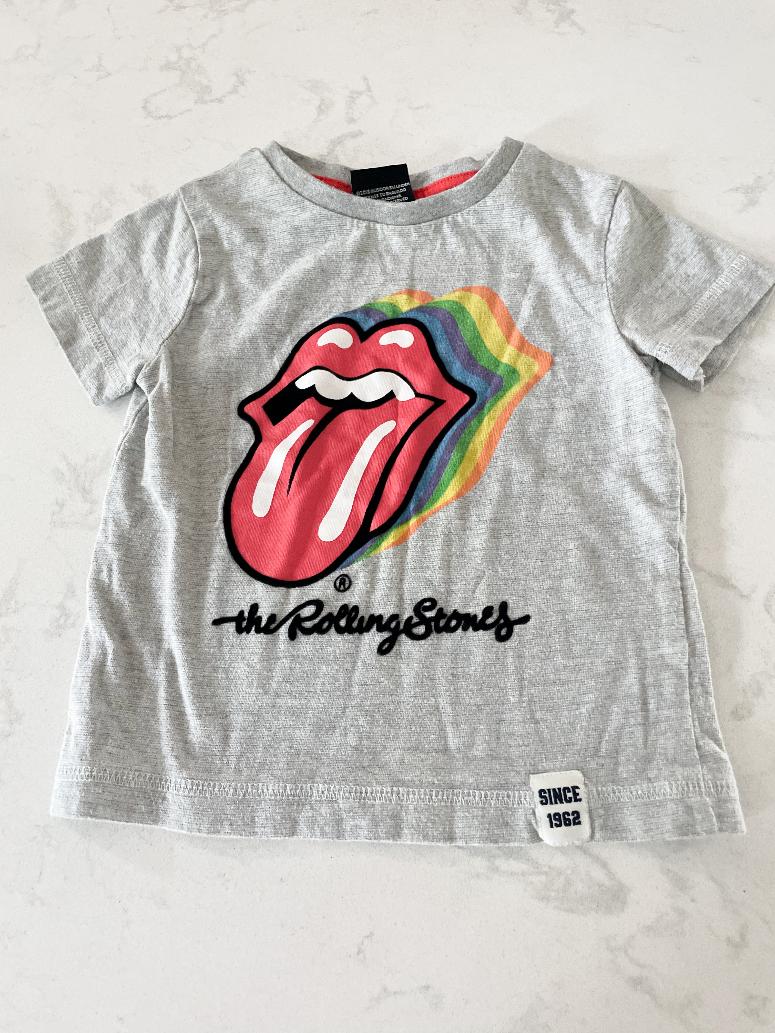 The Rolling Stones-6-9m-GUC-grey t shirt with Rolling Stones logo
