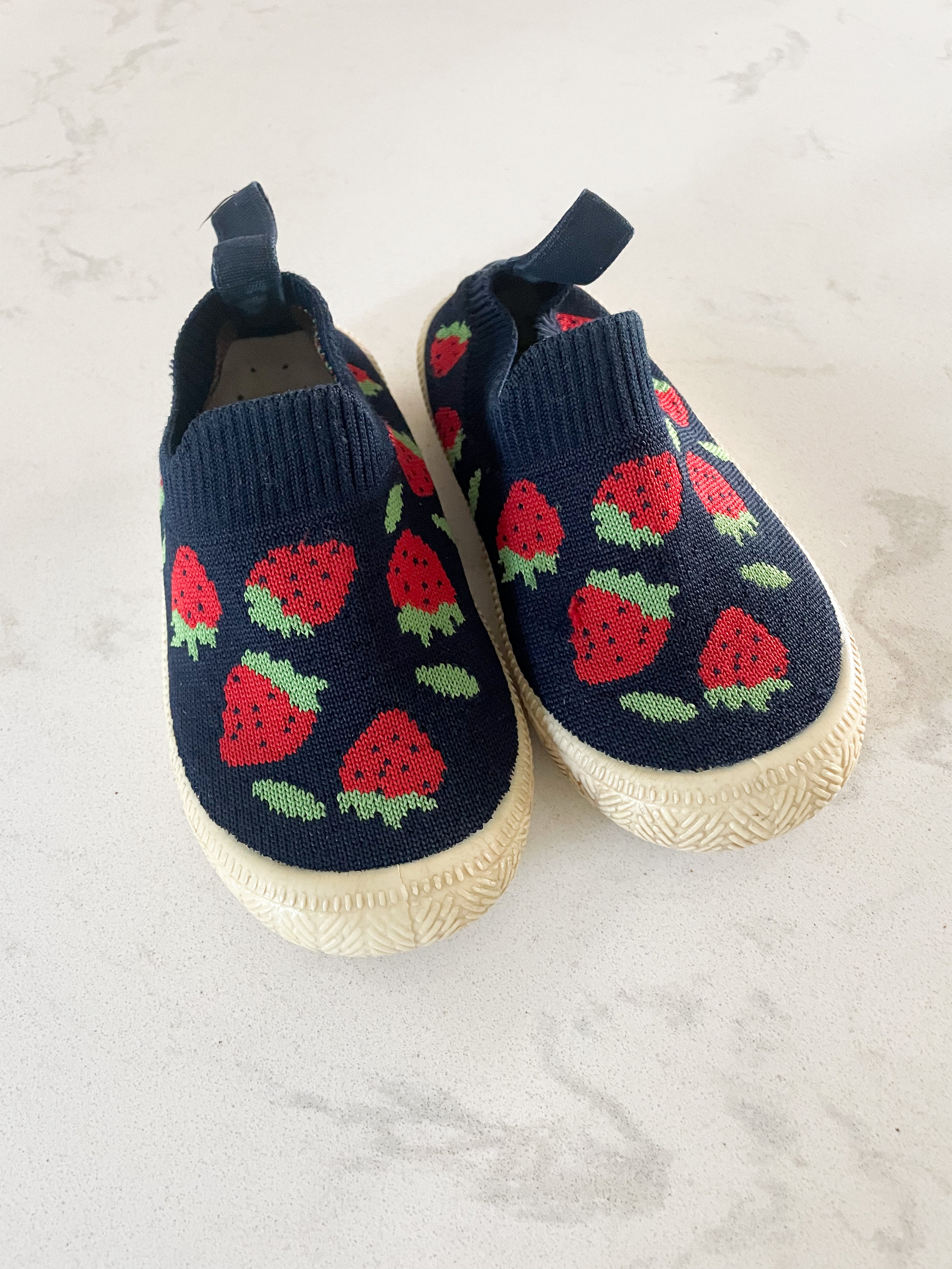 Jan and Jul- 7C- PLAY- canvas strawberry slip on shoes