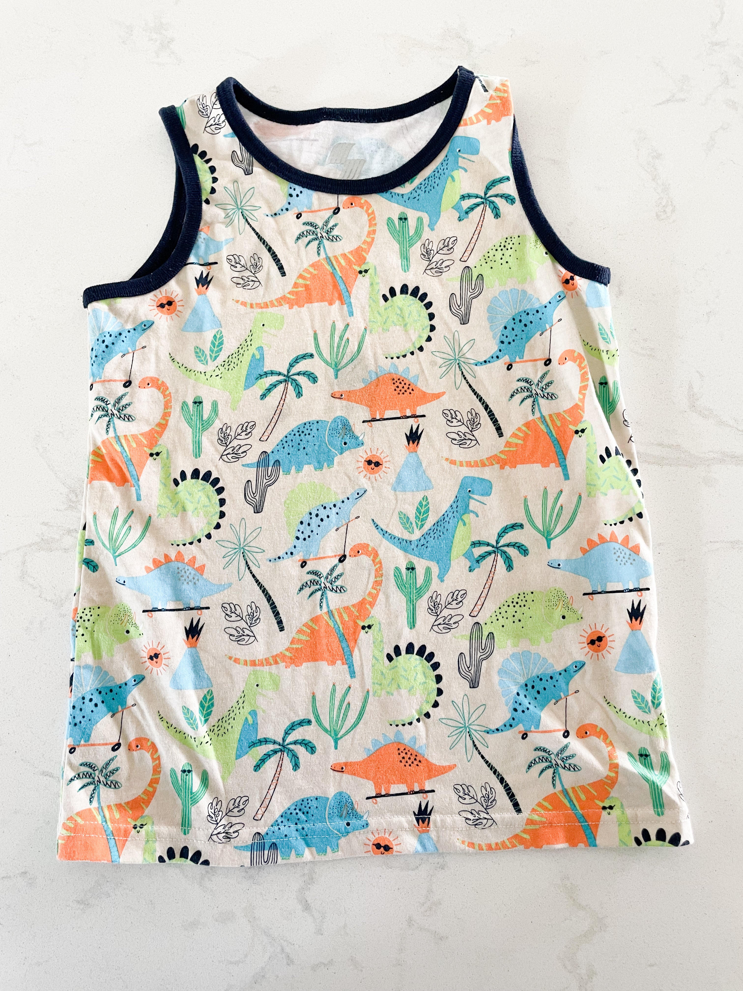 The Children’s Place-12-18m-GUC-beige tank with dinosaurs