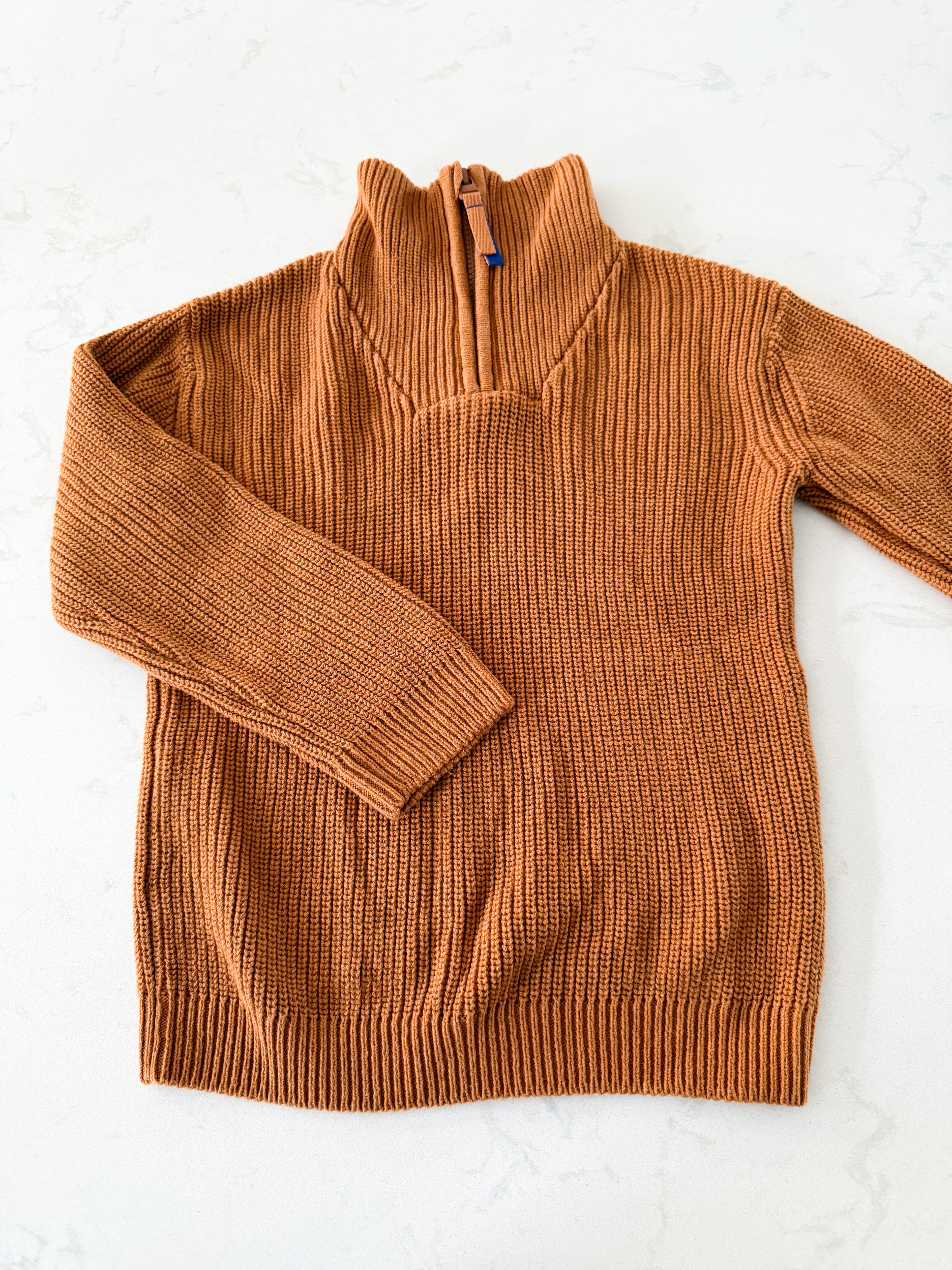 H&M- 6-7Y- VGUC- knit brown quarter zip sweater