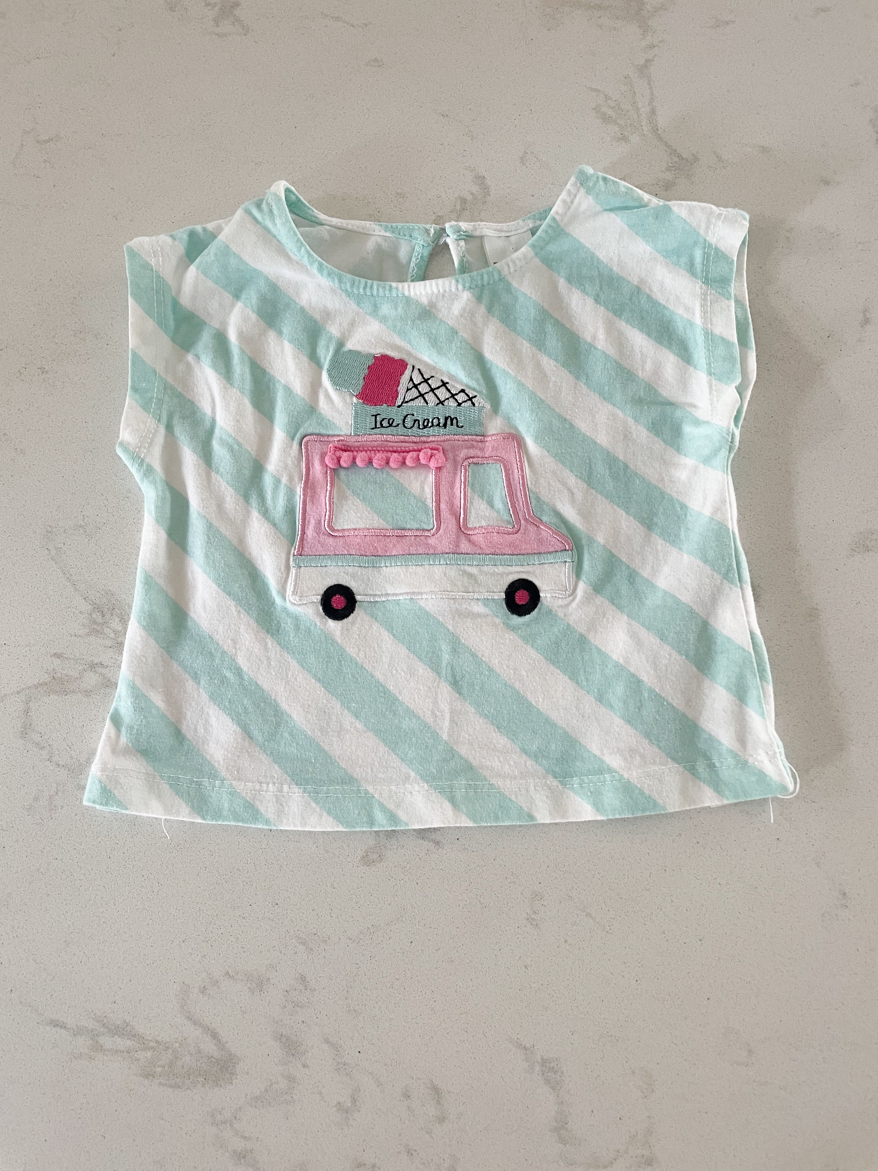 PL Baby- 3 months- stripes ice cream truck t shirt