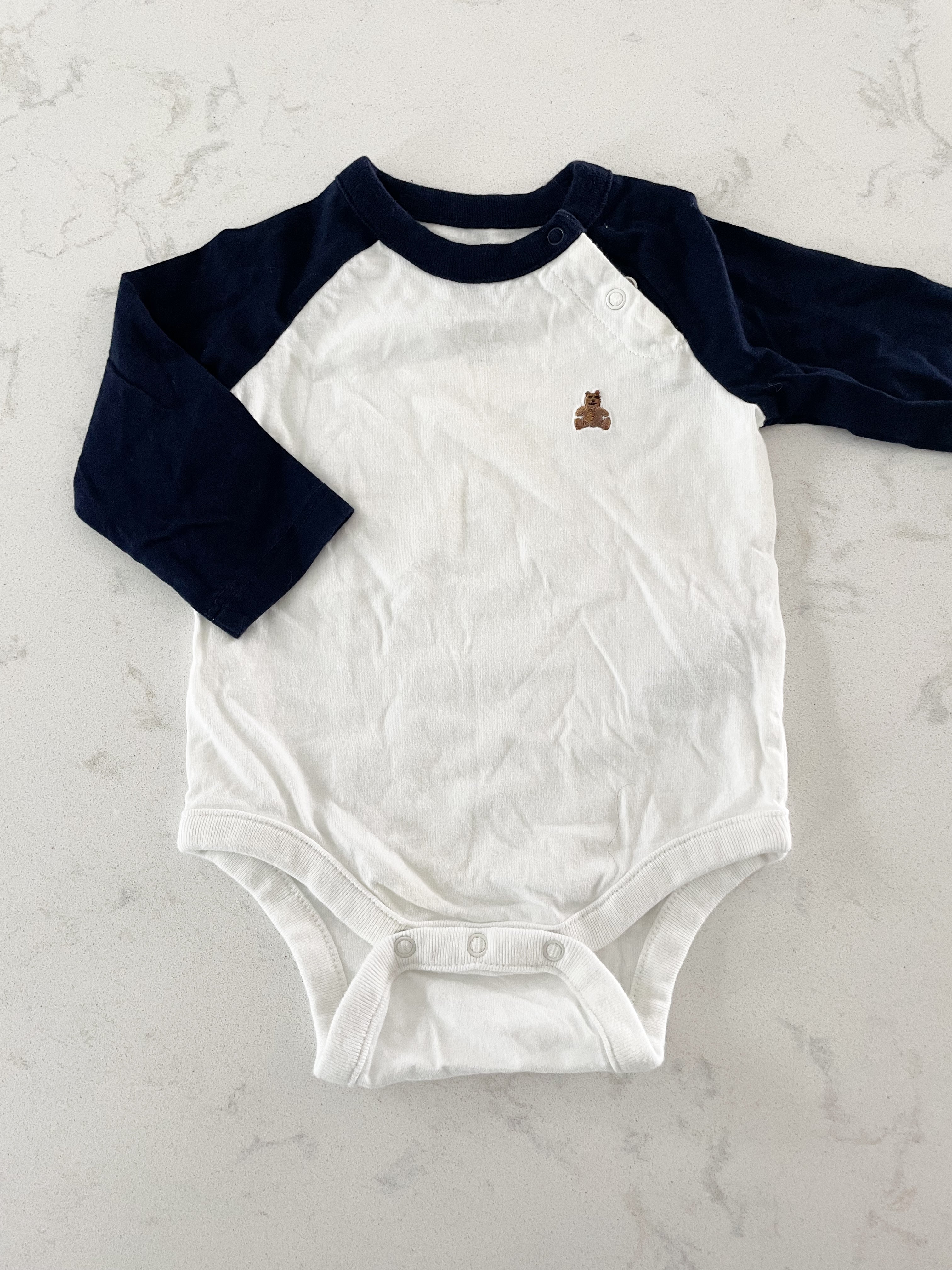 Gap- 3-6 months- long sleeve baseball bodysuit