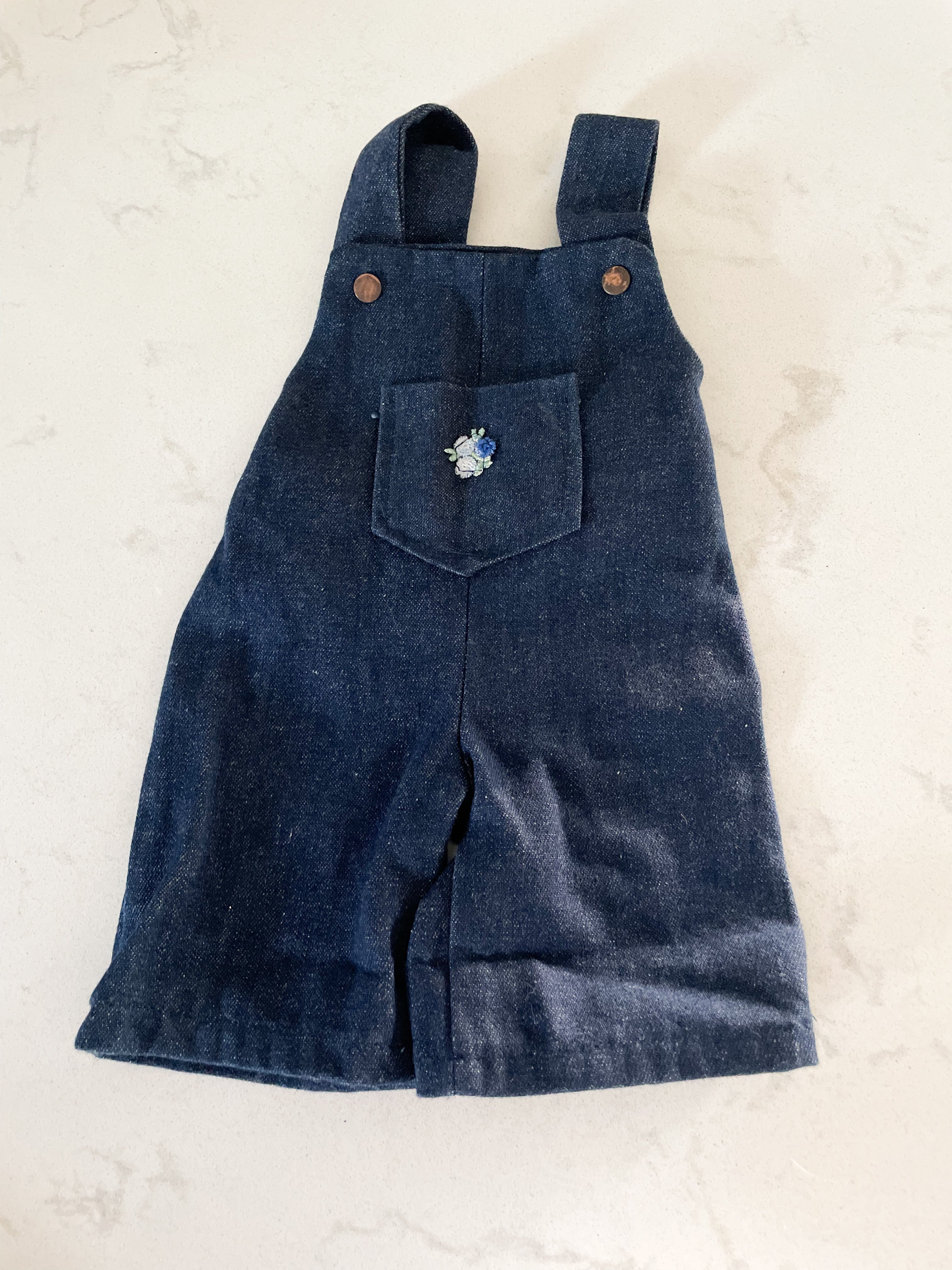 No brand- newborn- homemade Jean dress with floral embroidery