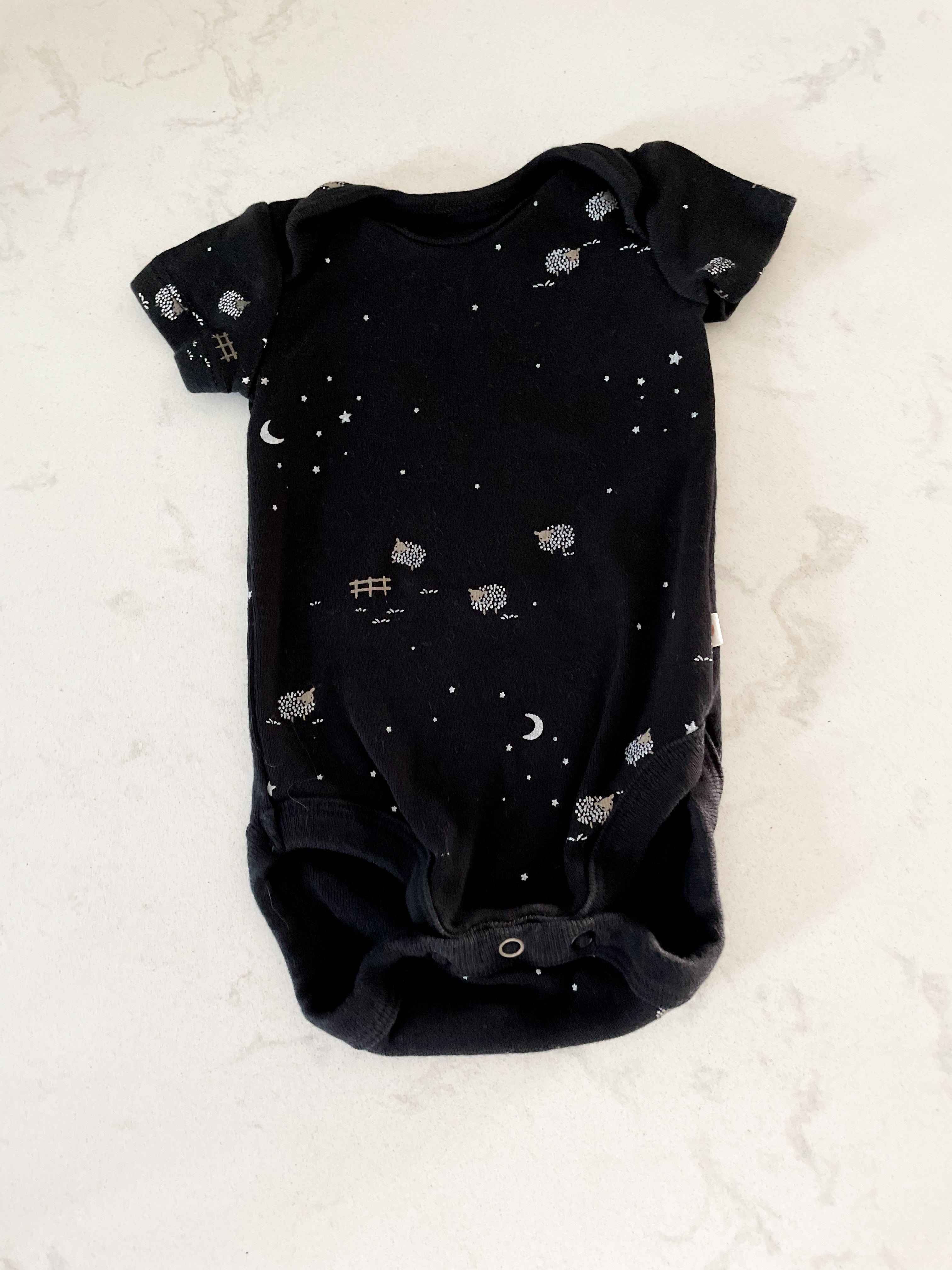 Petit Lem- newborn- black short sleeve bodysuit with sheep