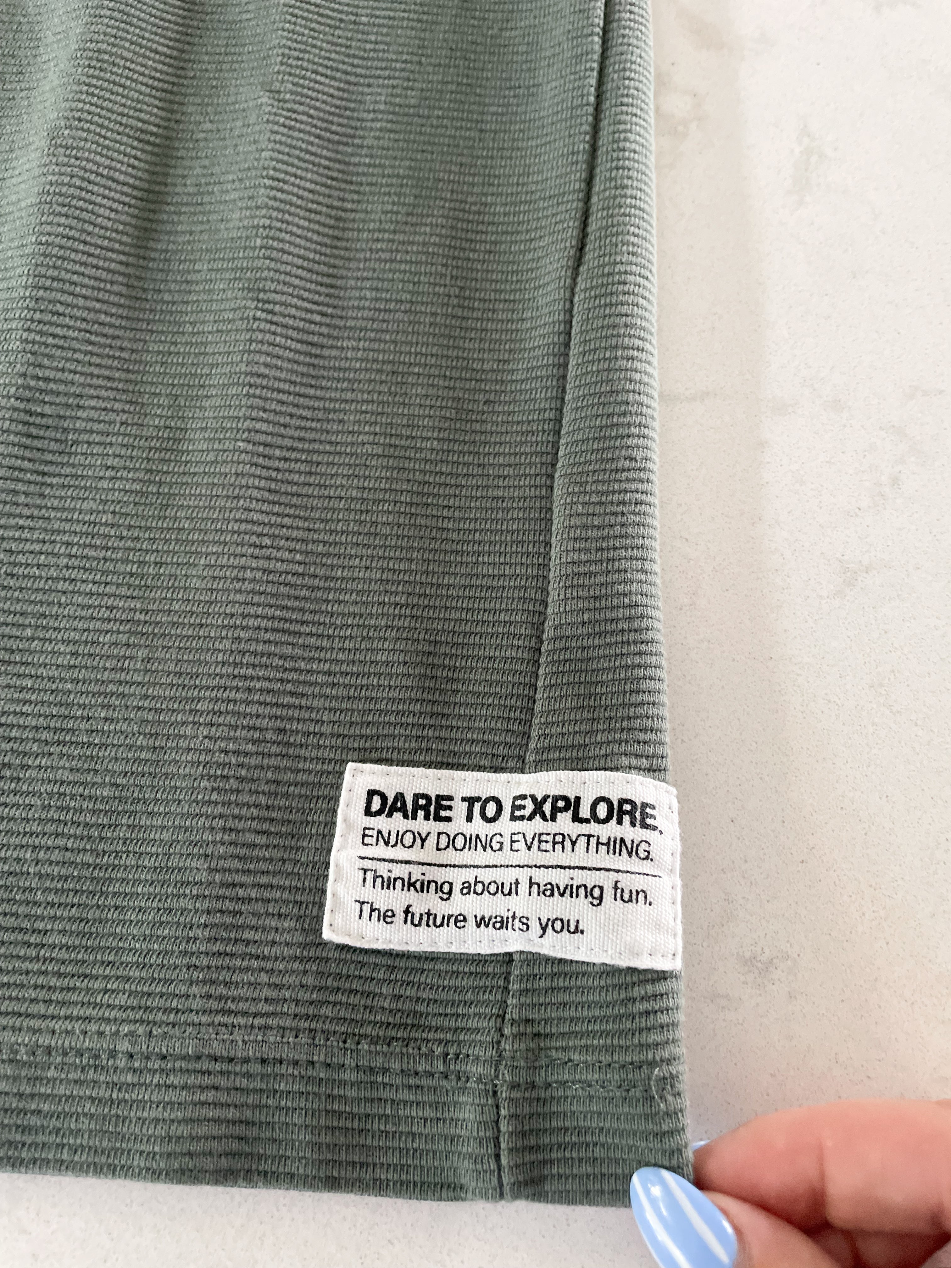 Zara- 11-12Y- ribbed olive green t shirt