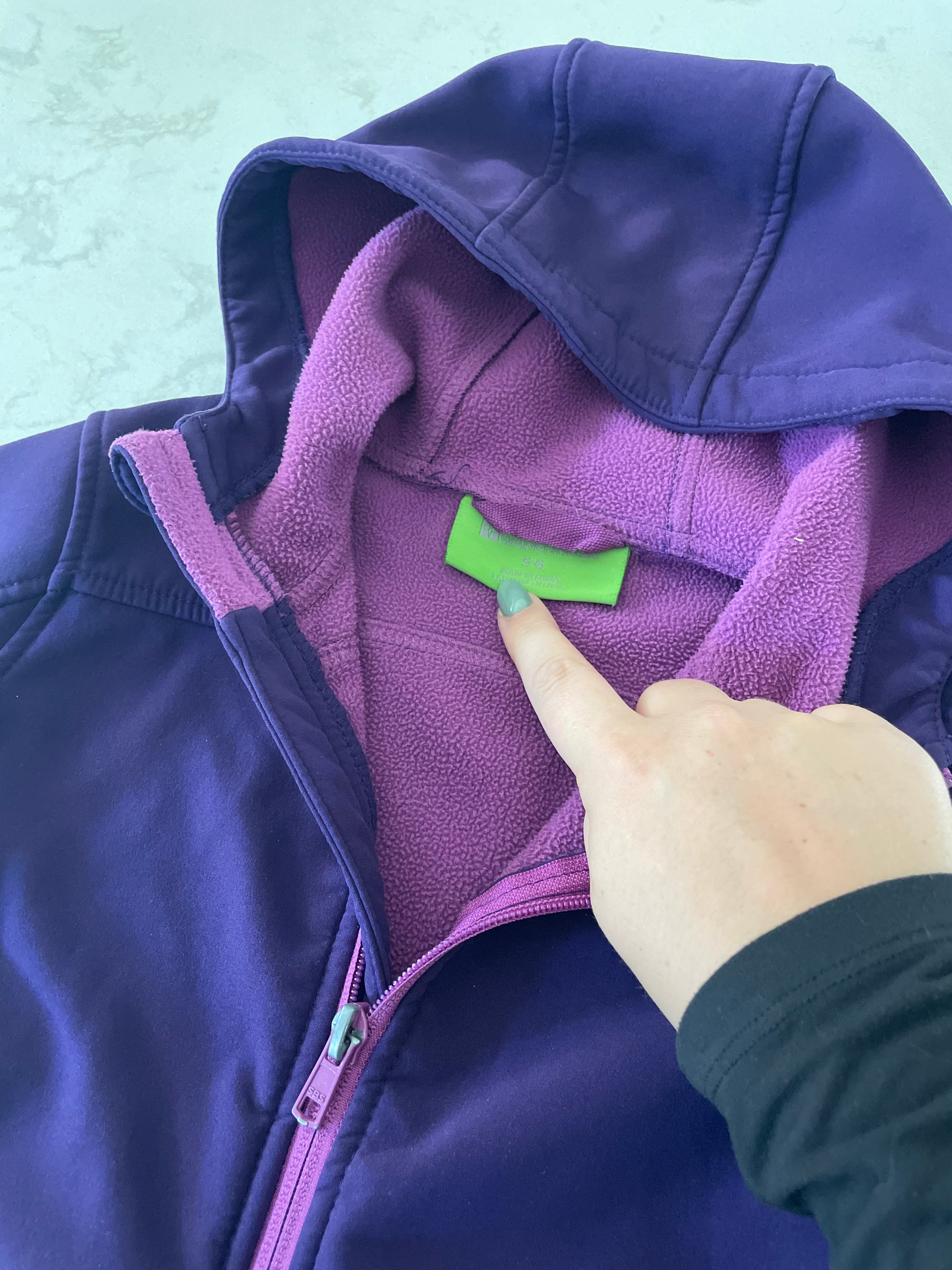 Mountain Warehouse- fits 4-5Y-GUC- soft shell dark purple jacket