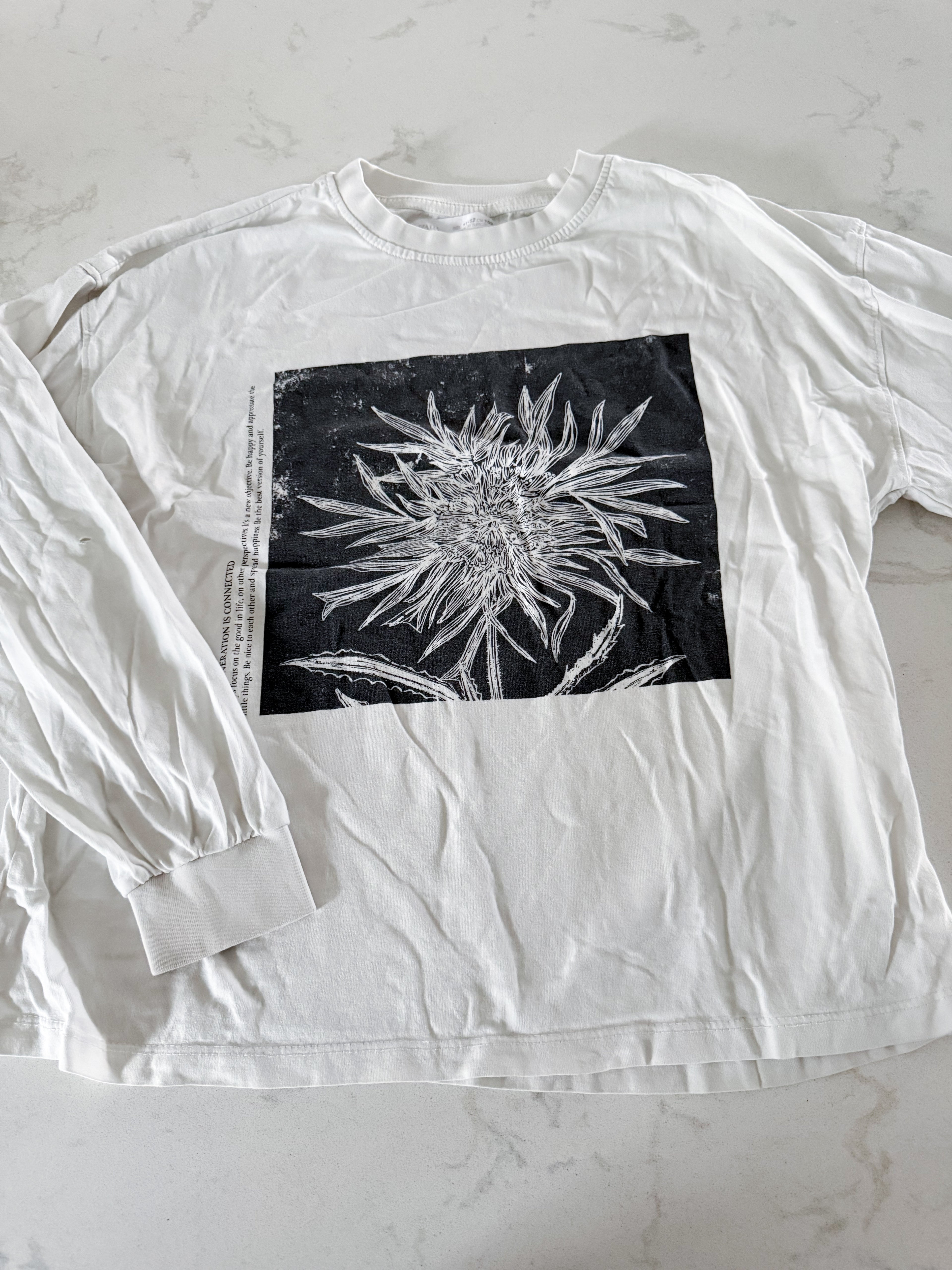 Zara- 11-12Y- PLAY- long sleeve white shirt with graphic