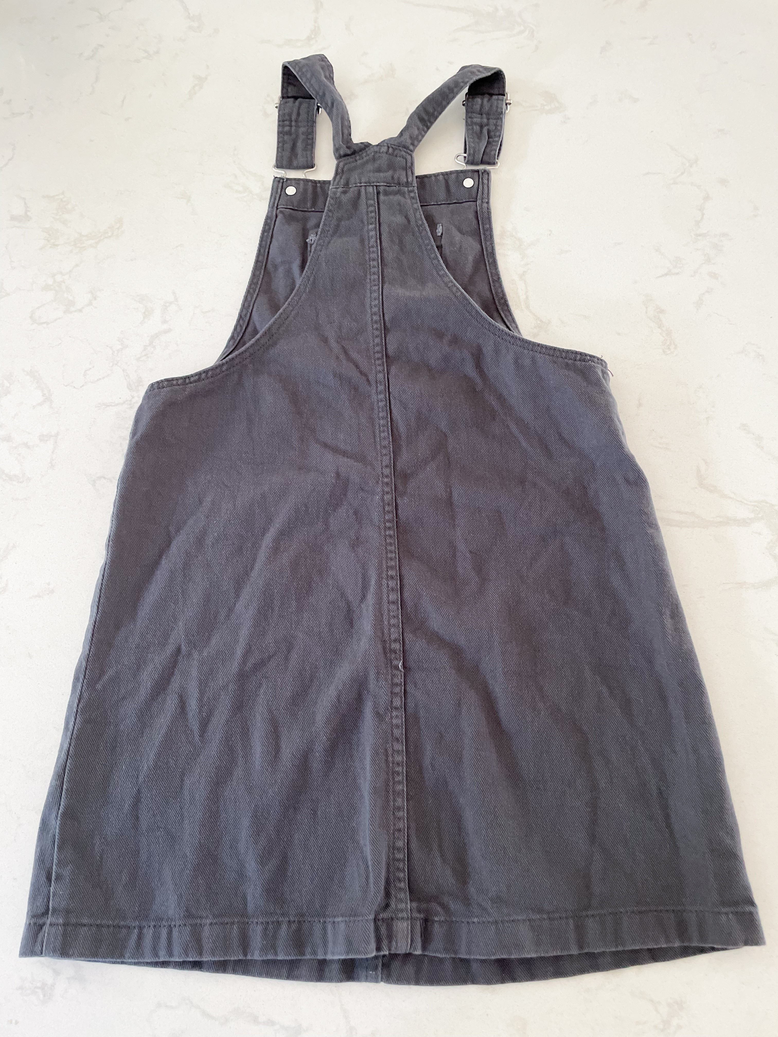 H&M- 10Y- dark grey jean overall dress
