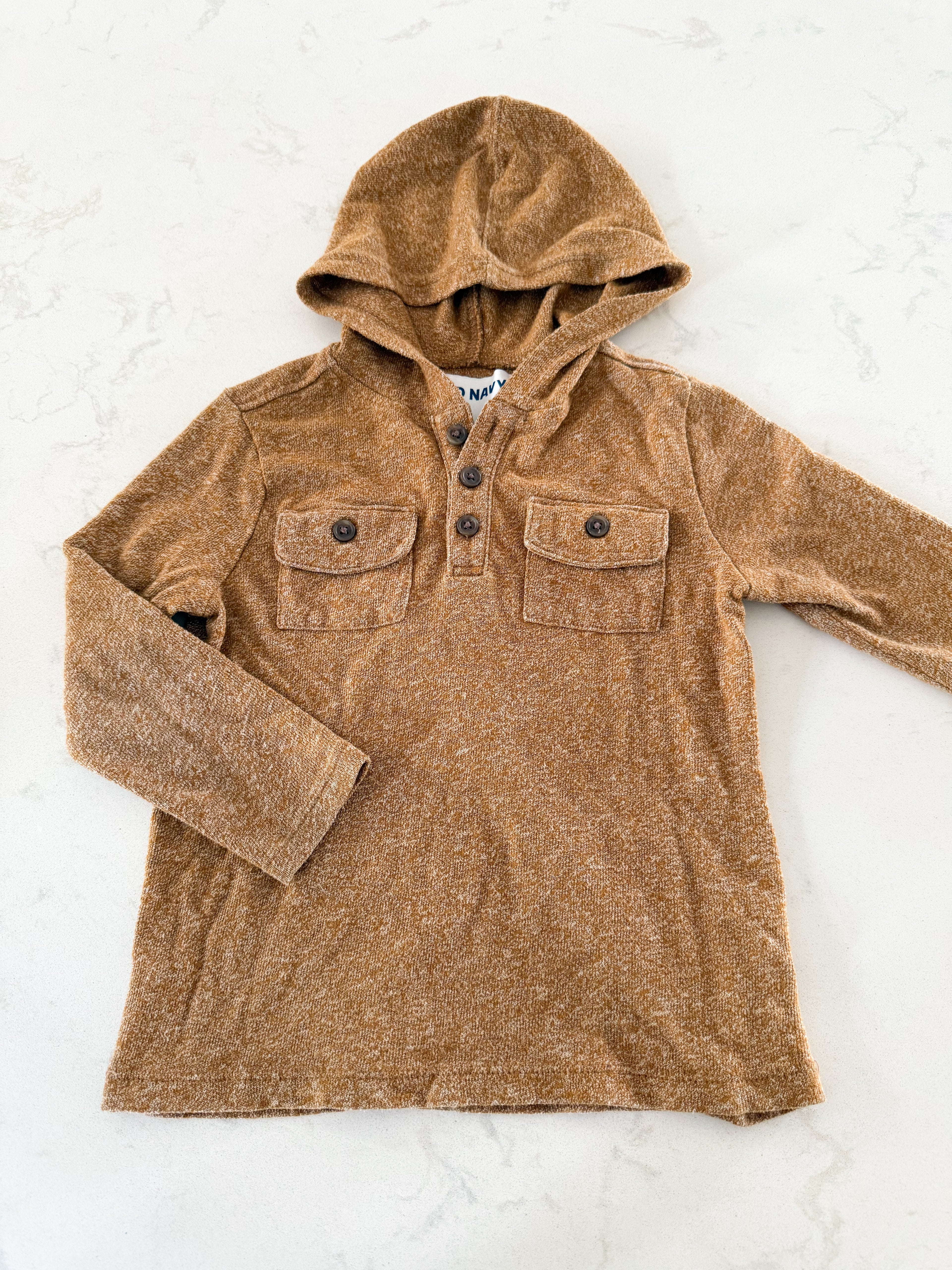 Old Navy-4T- PLAY- yellow hooded long sleeve shirt