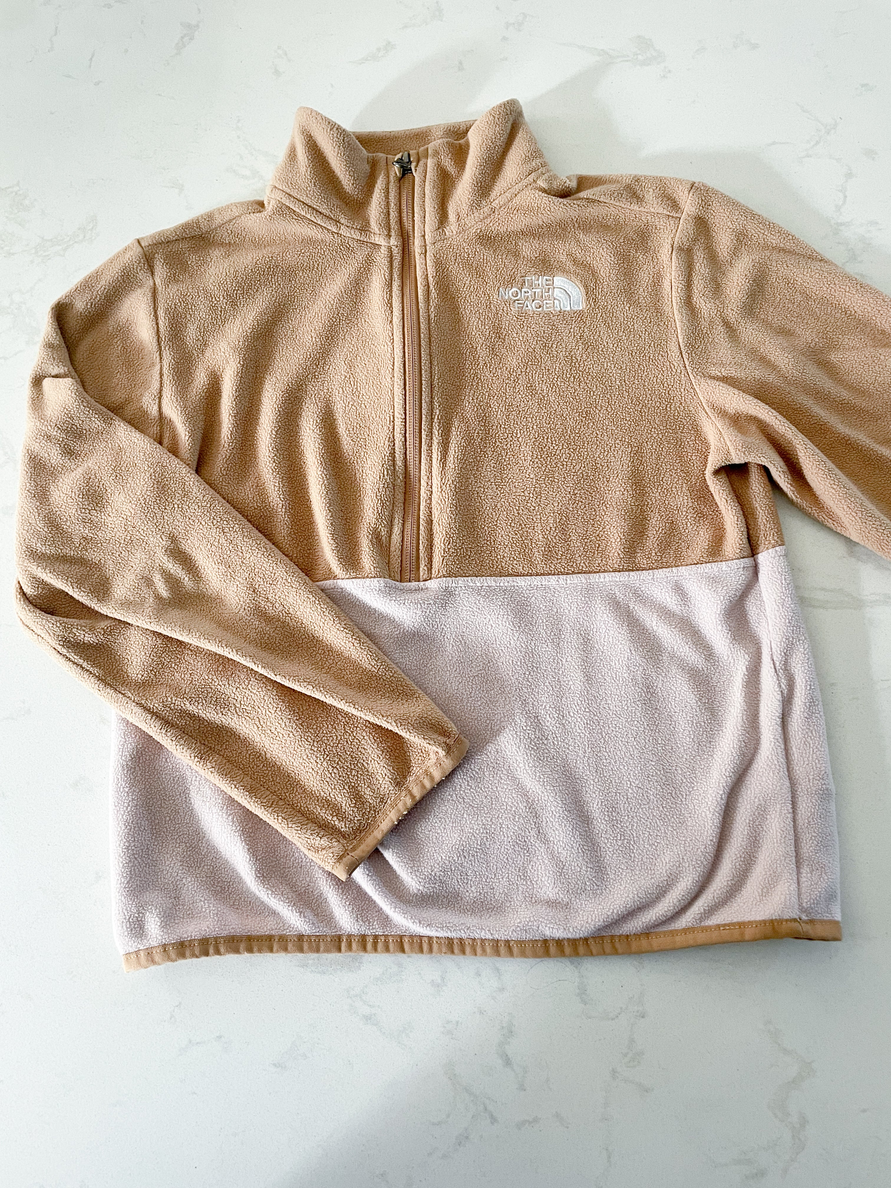 The North Face- 10Y- beige and pink zip fleece