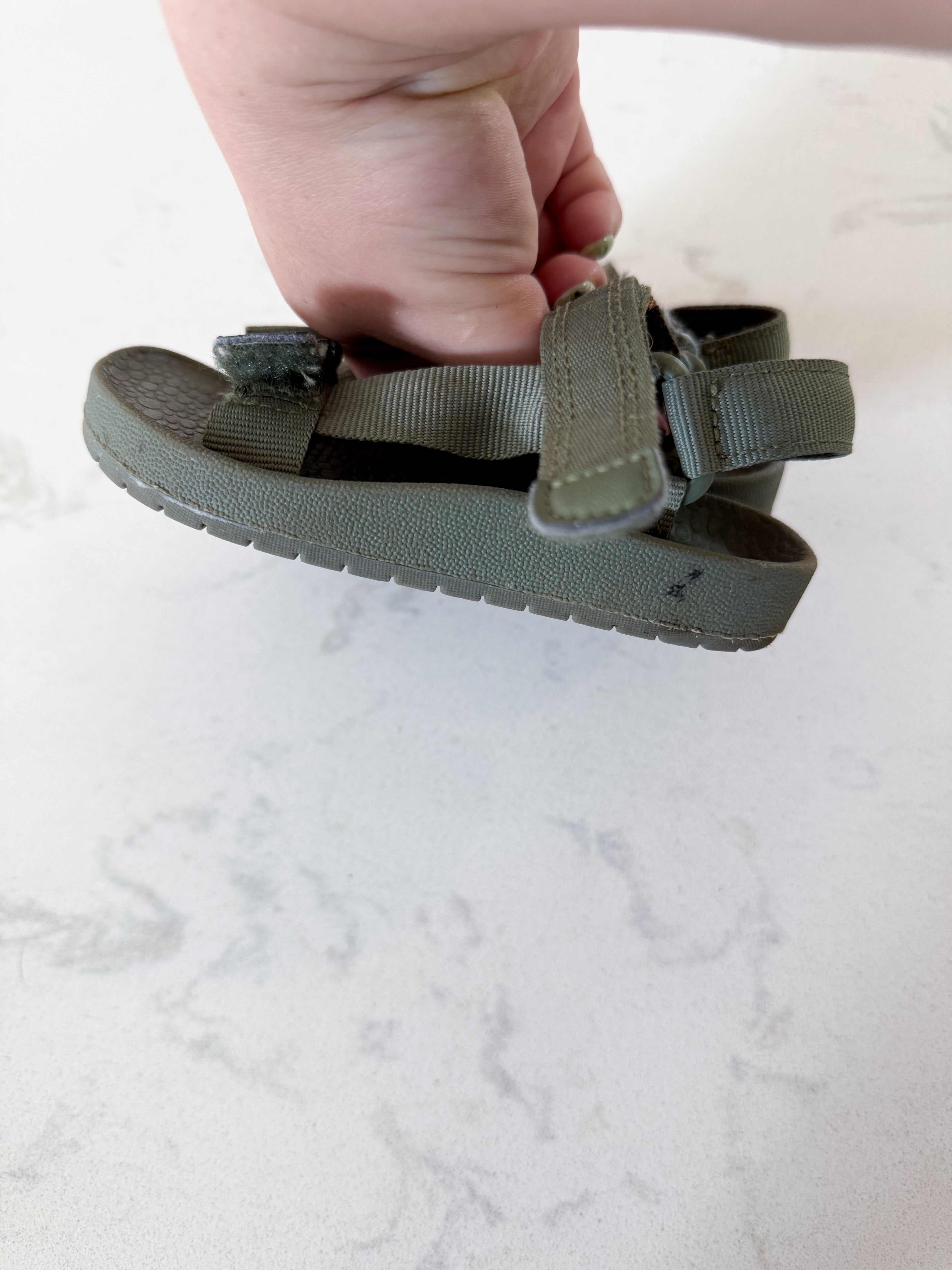 Little Planet by Carters- 6C- GUC- olive green strap sandals
