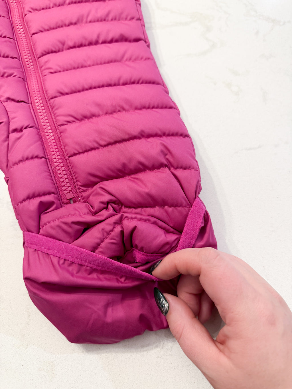 Columbia- 6-12m- PLAY- reversible puffer pink bunting suit