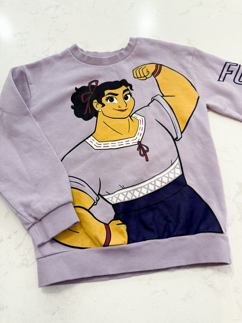 H&M- 6/7Y- PLAY- light purple crewneck sweater with Encanto character