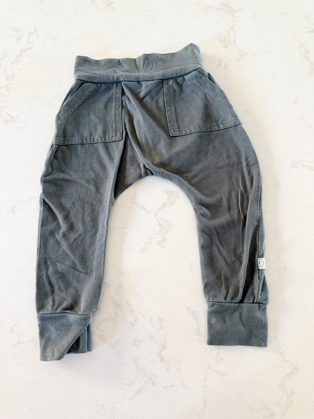 Tiny Buttons Apparel- 6-12m- PLAY- grey slouchy bamboo pants