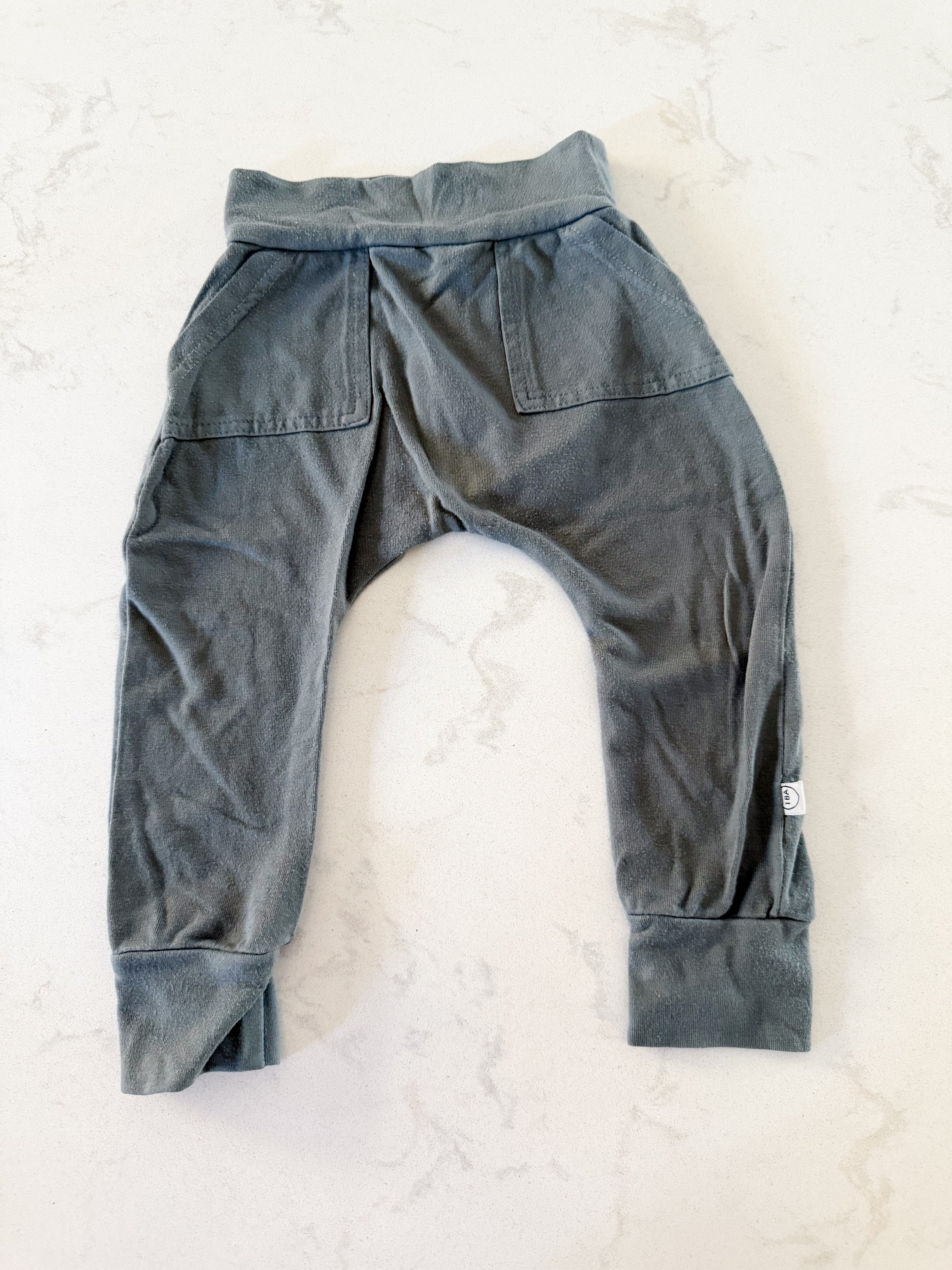 Tiny Buttons Apparel- 6-12m- PLAY- grey slouchy bamboo pants