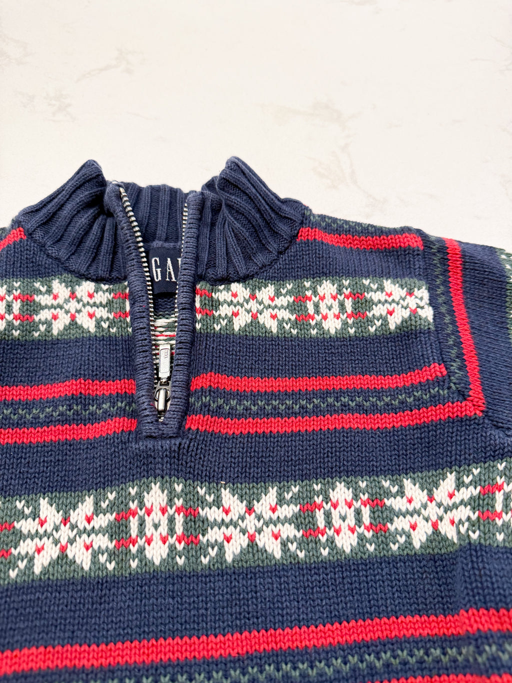 Gap- 3T- GUC- vintage knit quarter zip Christmas sweater