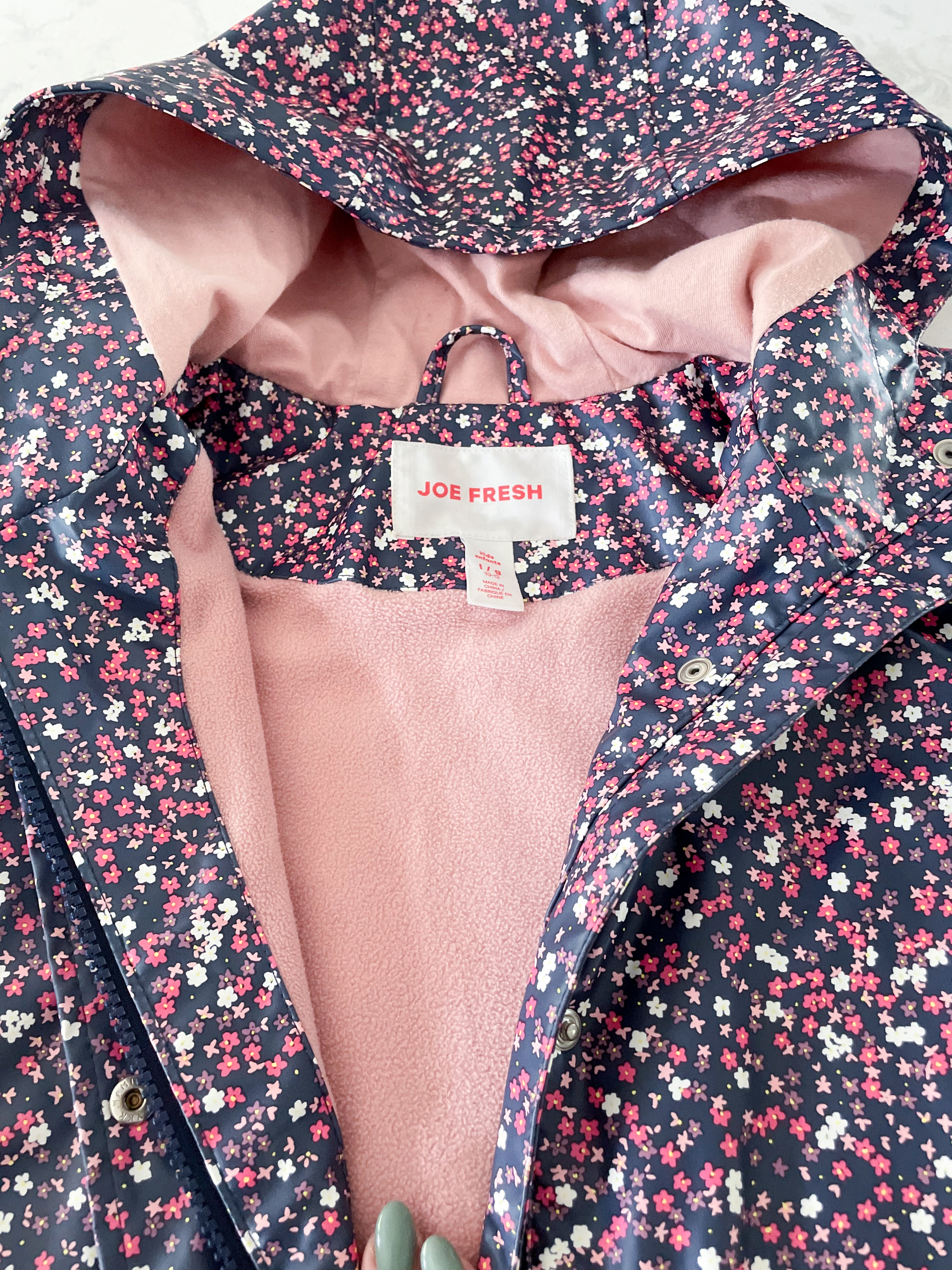 Joe Fresh-10-12Y- GUC- floral rain coat