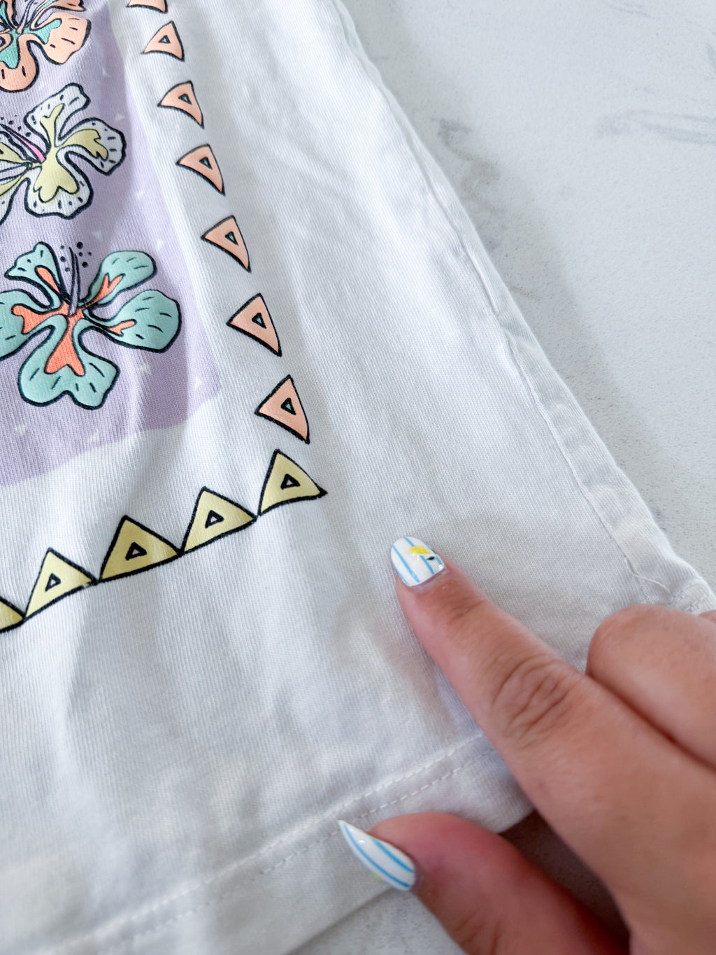 Zara- 8-9Y- PLAY- white t shirt with neon vacation graphics