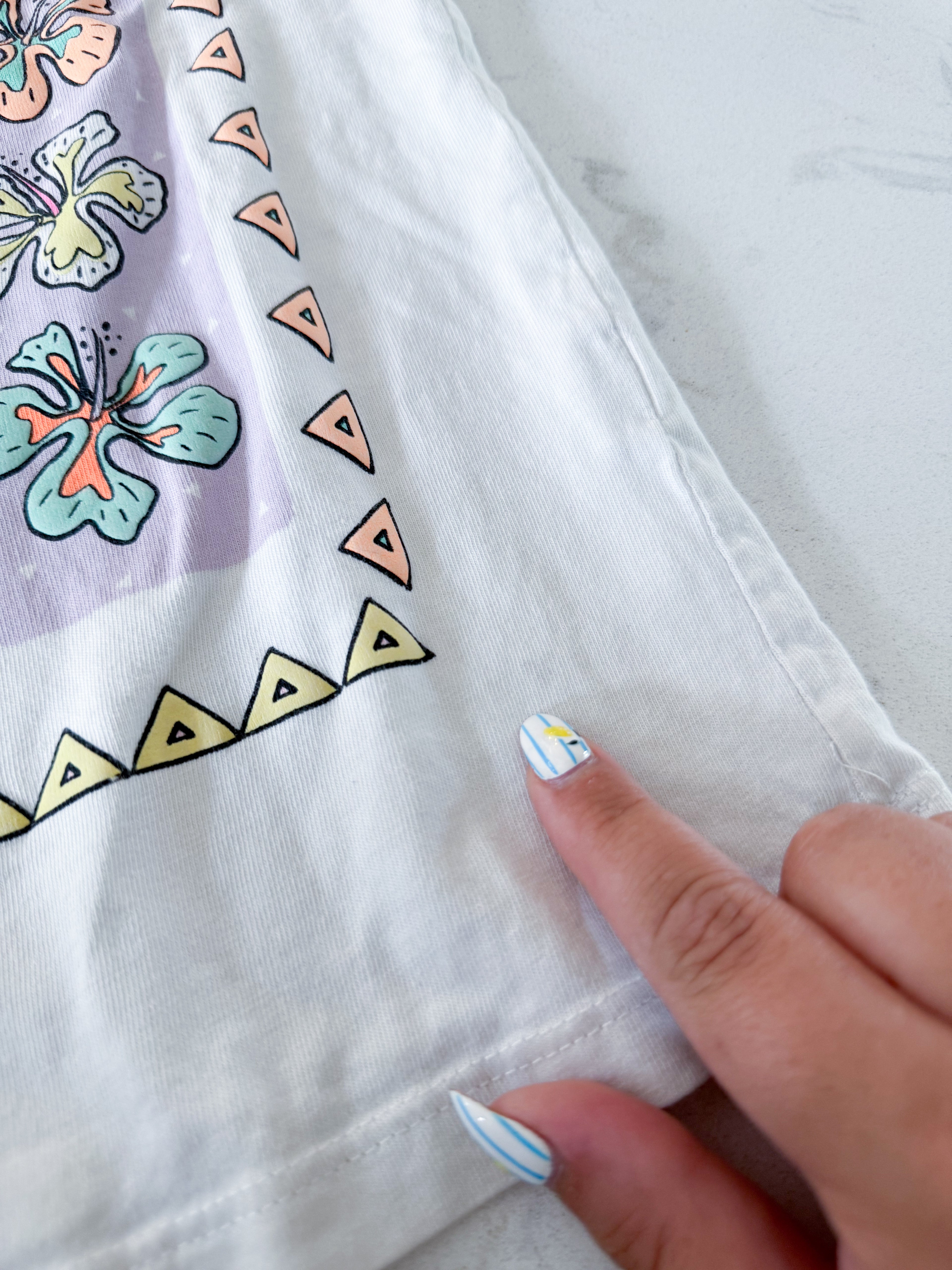 Zara- 8-9Y- PLAY- white t shirt with neon vacation graphics
