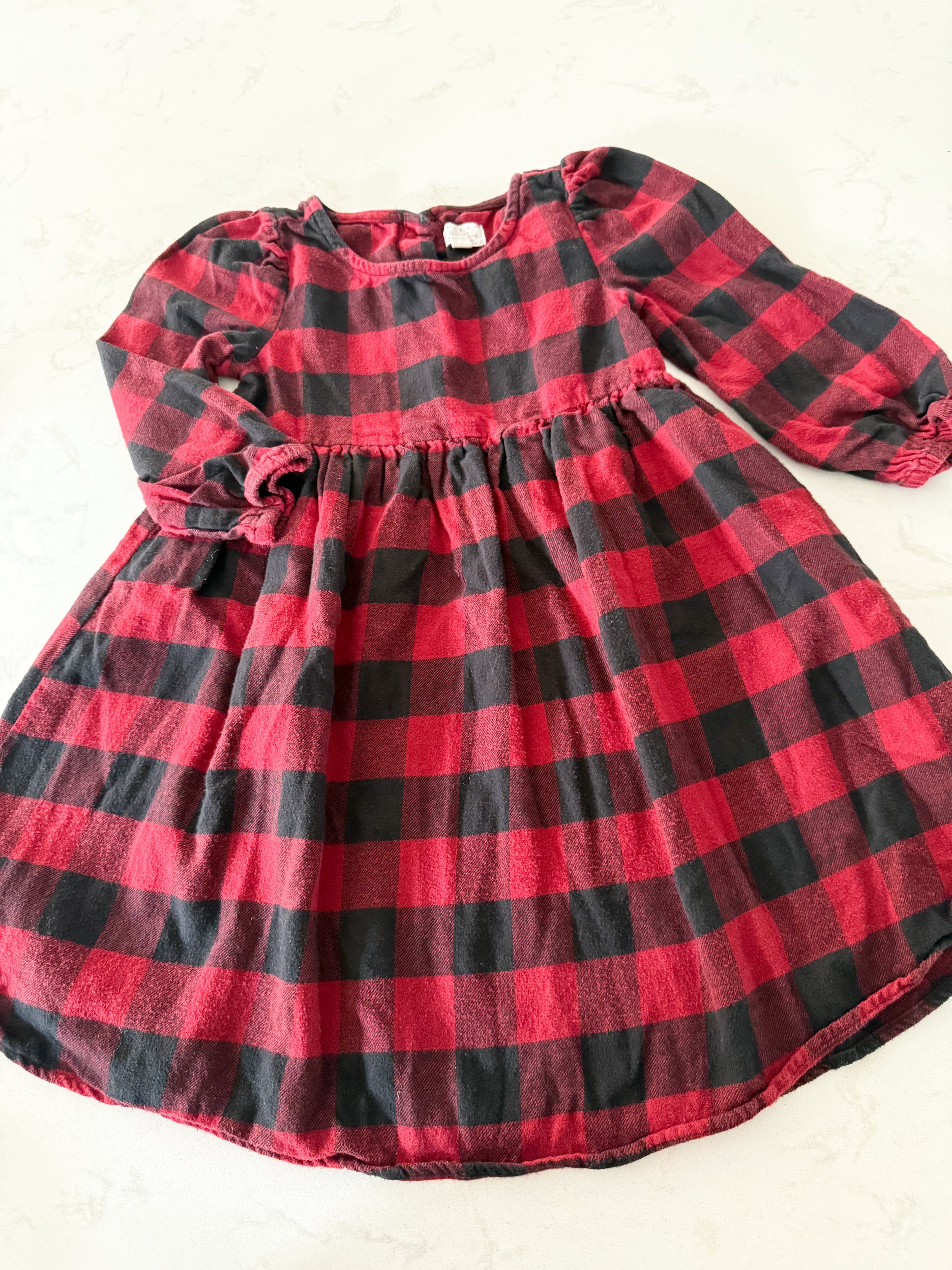 Rise Little Earthling- 4-5Y- GUC- black and red checkered long sleeve dress