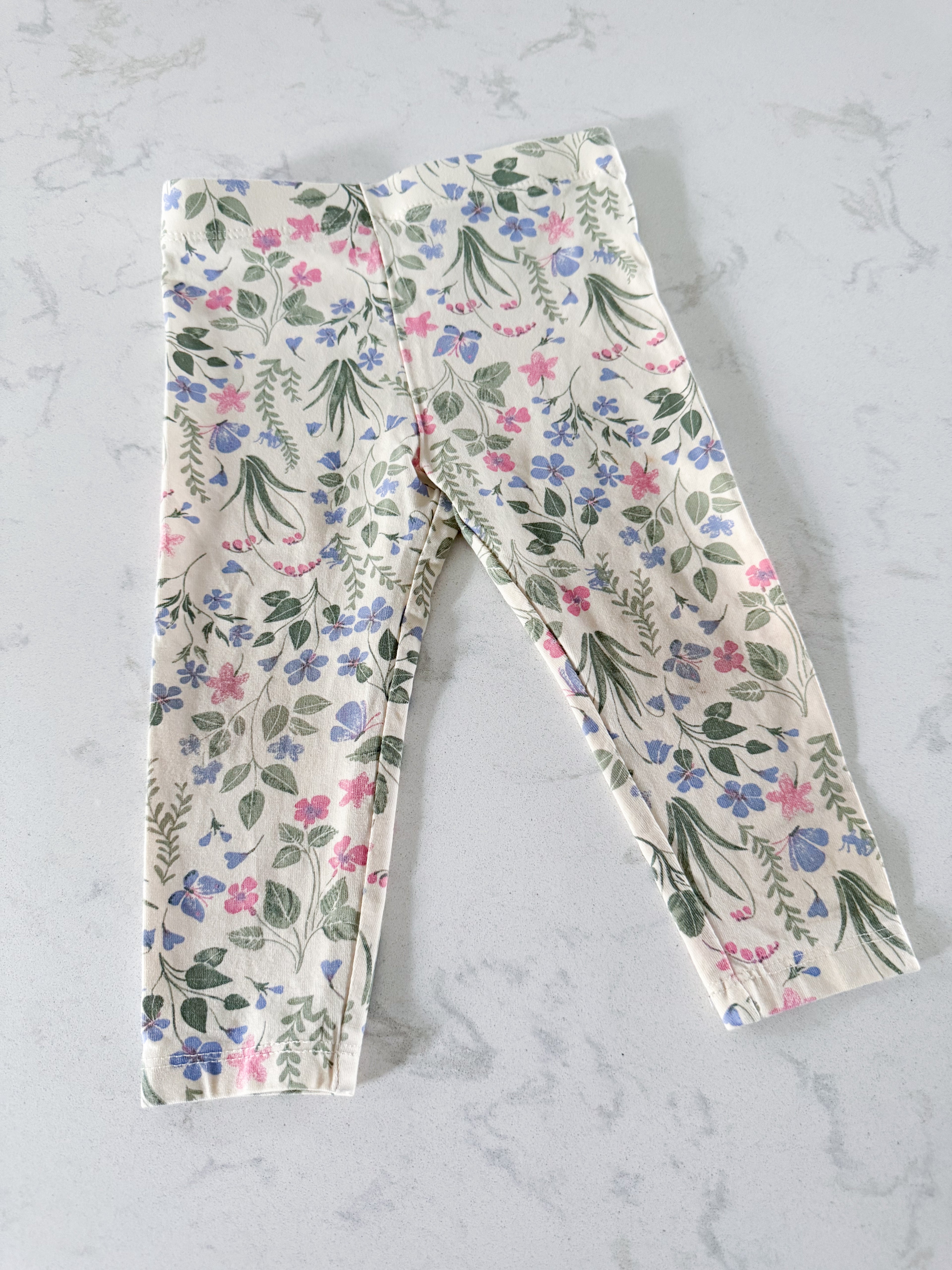 Joe Fresh- 12-18m- PLAY- cream coloured floral leggings