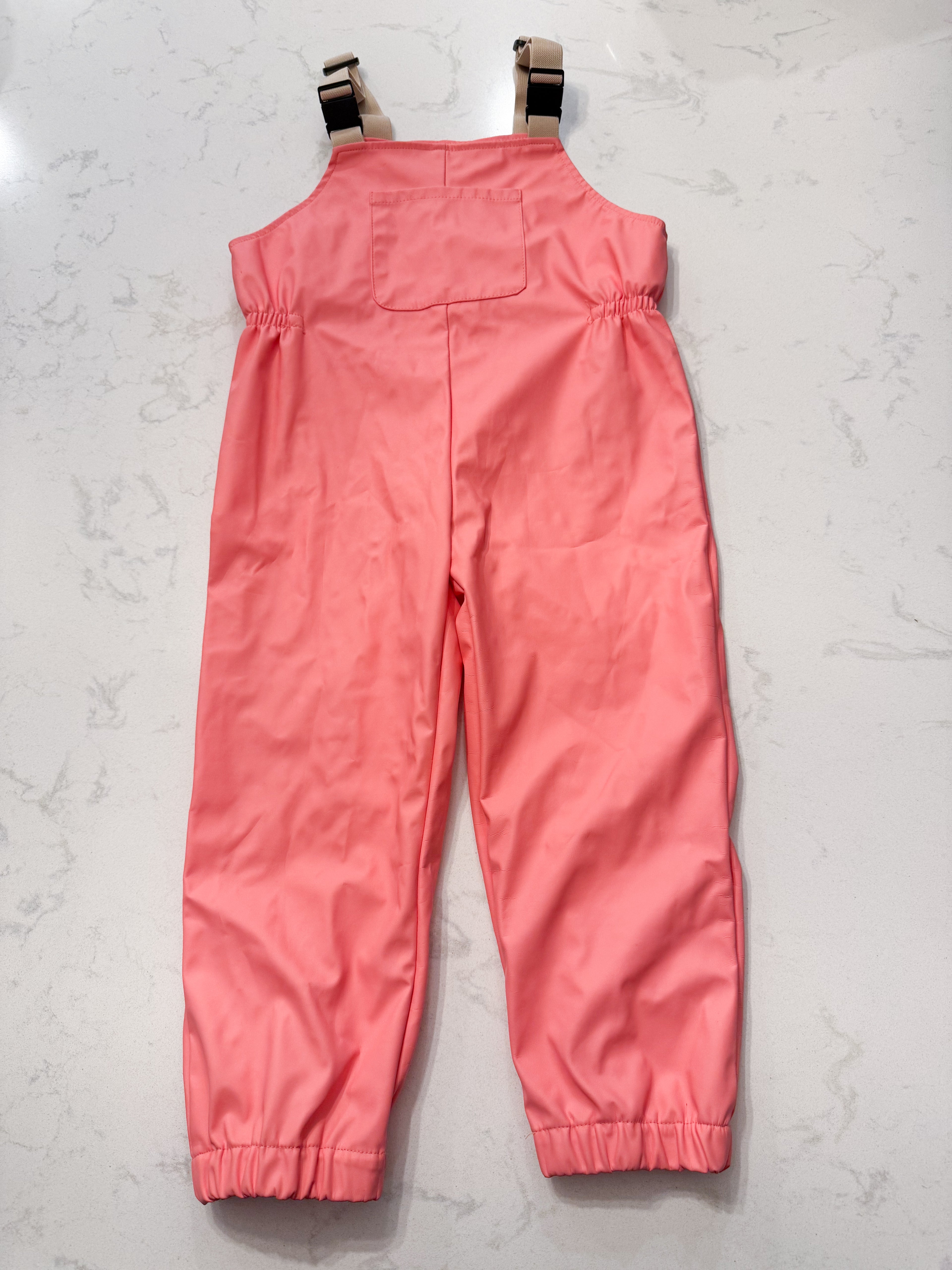 Izod- 4T- VGUC- bubble gum pink rain pants with shoulder straps