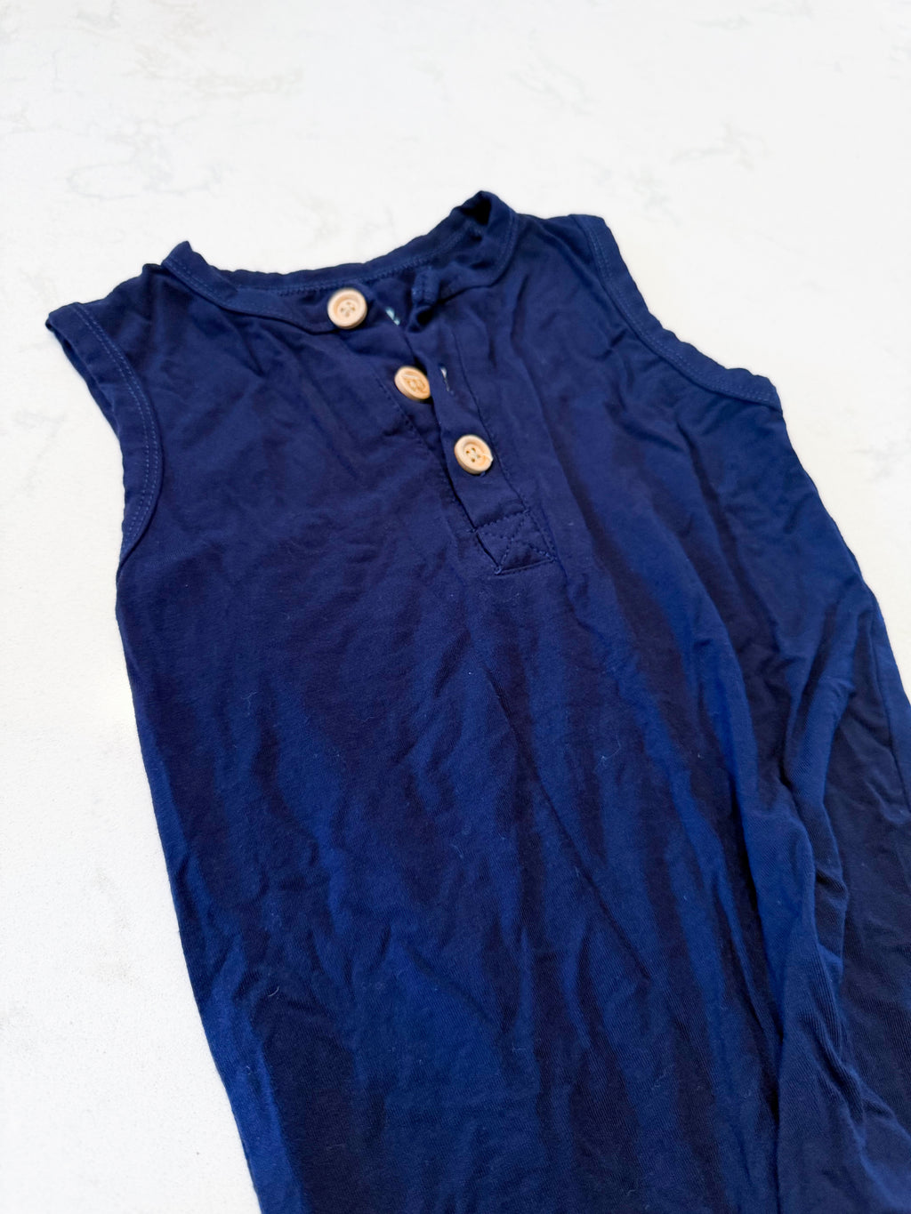 Duck duck goose- 18-24m- VGUC- navy blue bamboo tank romper