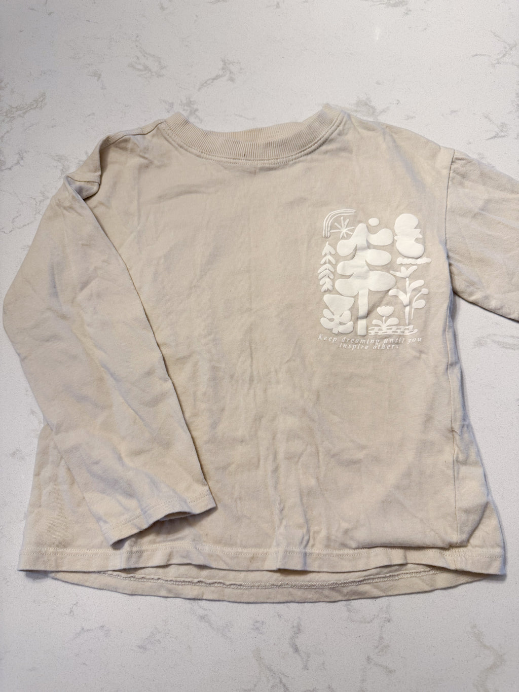 Zara- 9-10Y- PLAY- beige long sleeve shirt with nature graphics