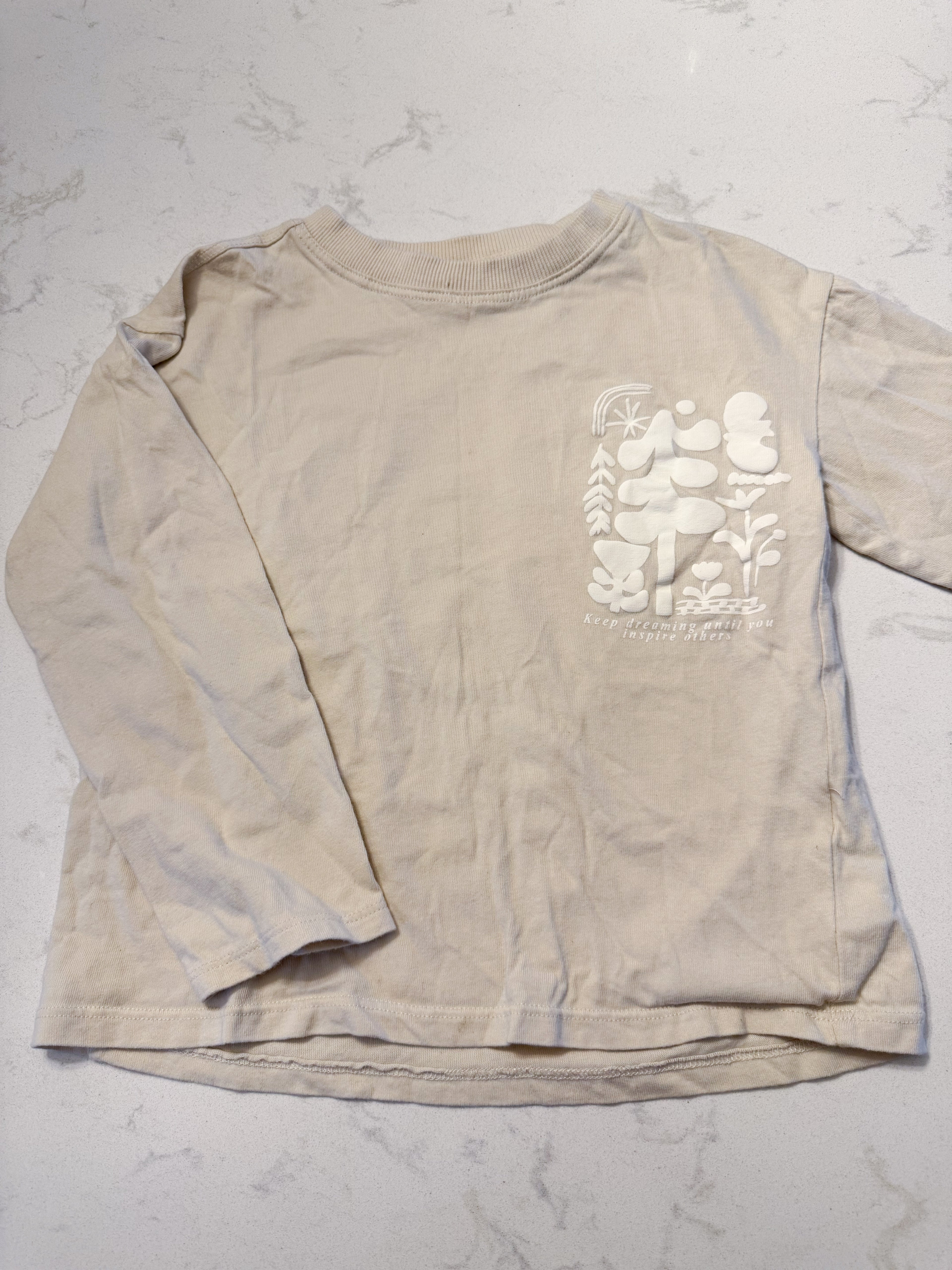 Zara- 9-10Y- PLAY- beige long sleeve shirt with nature graphics
