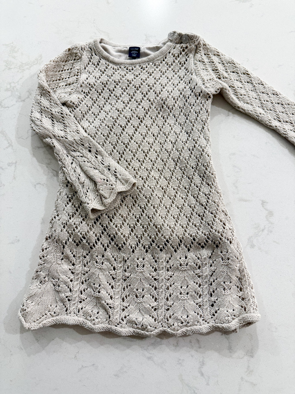 Baby Gap- 3T- PLAY- cream coloured knit dress with sparkles