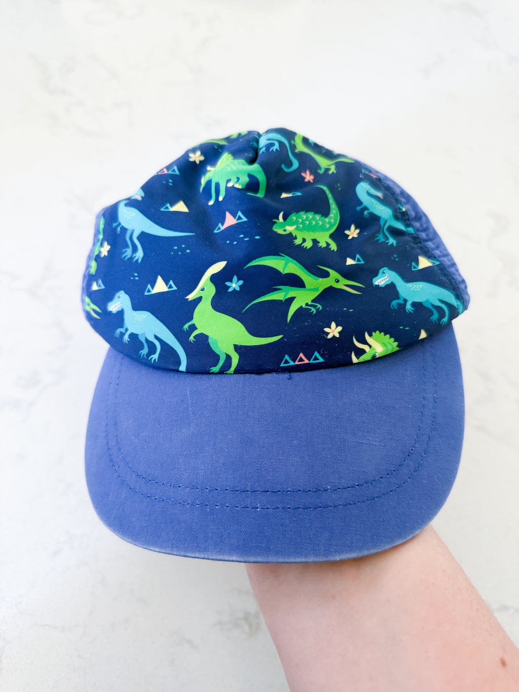 Jan and Jul- L (2-5Y)- GUC- blue ball cap with Dino’s on front