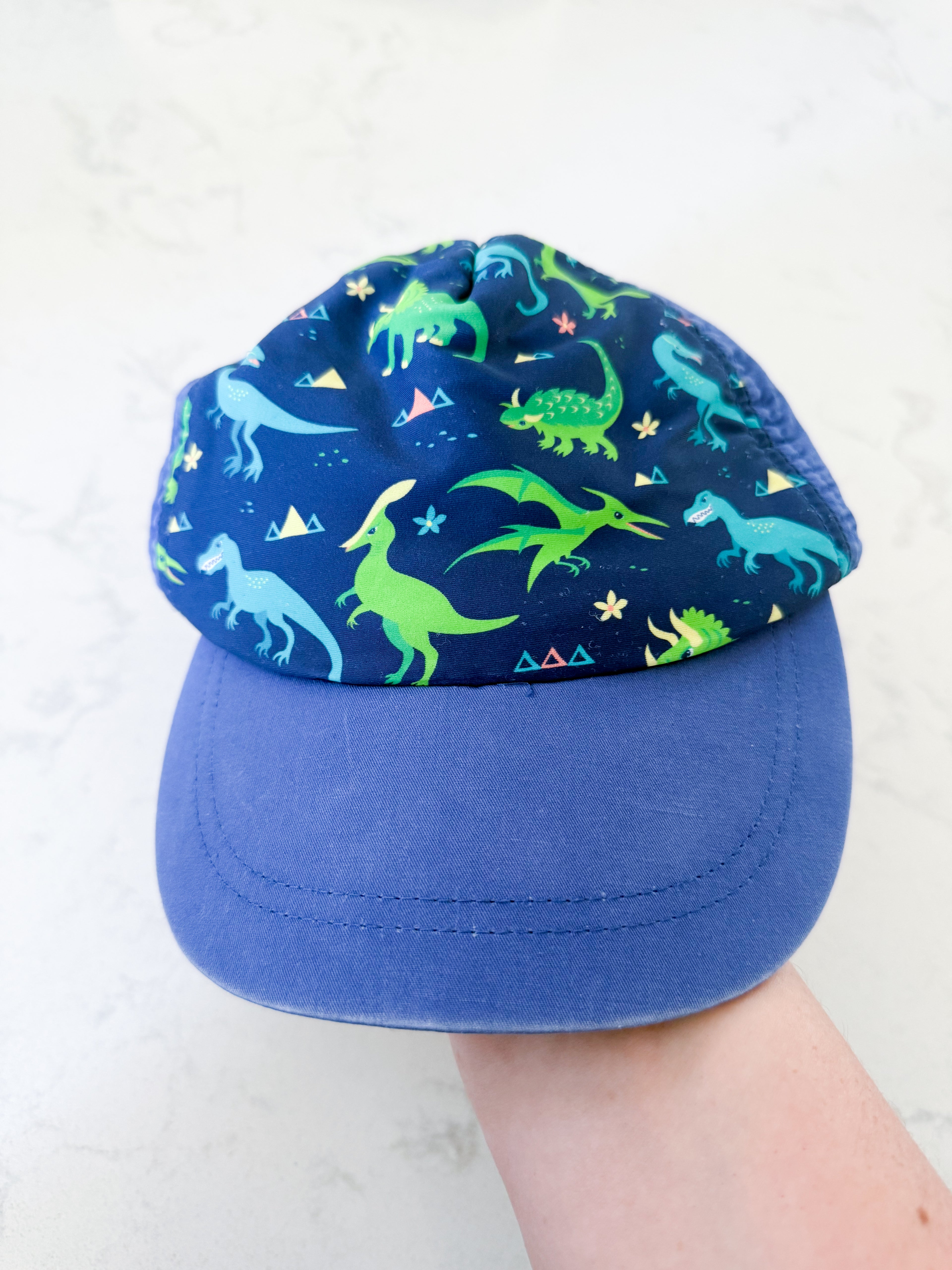 Jan and Jul- L (2-5Y)- GUC- blue ball cap with Dino’s on front