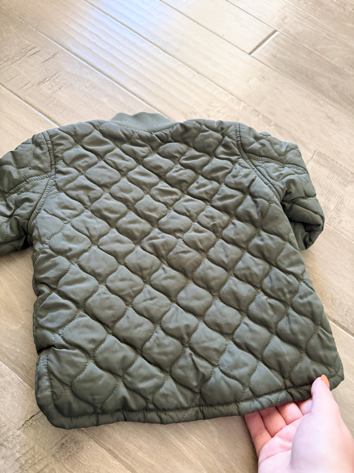 Gymboree- 18-24m- VGUC- Forest Green quilted button up jacket with cloth lining