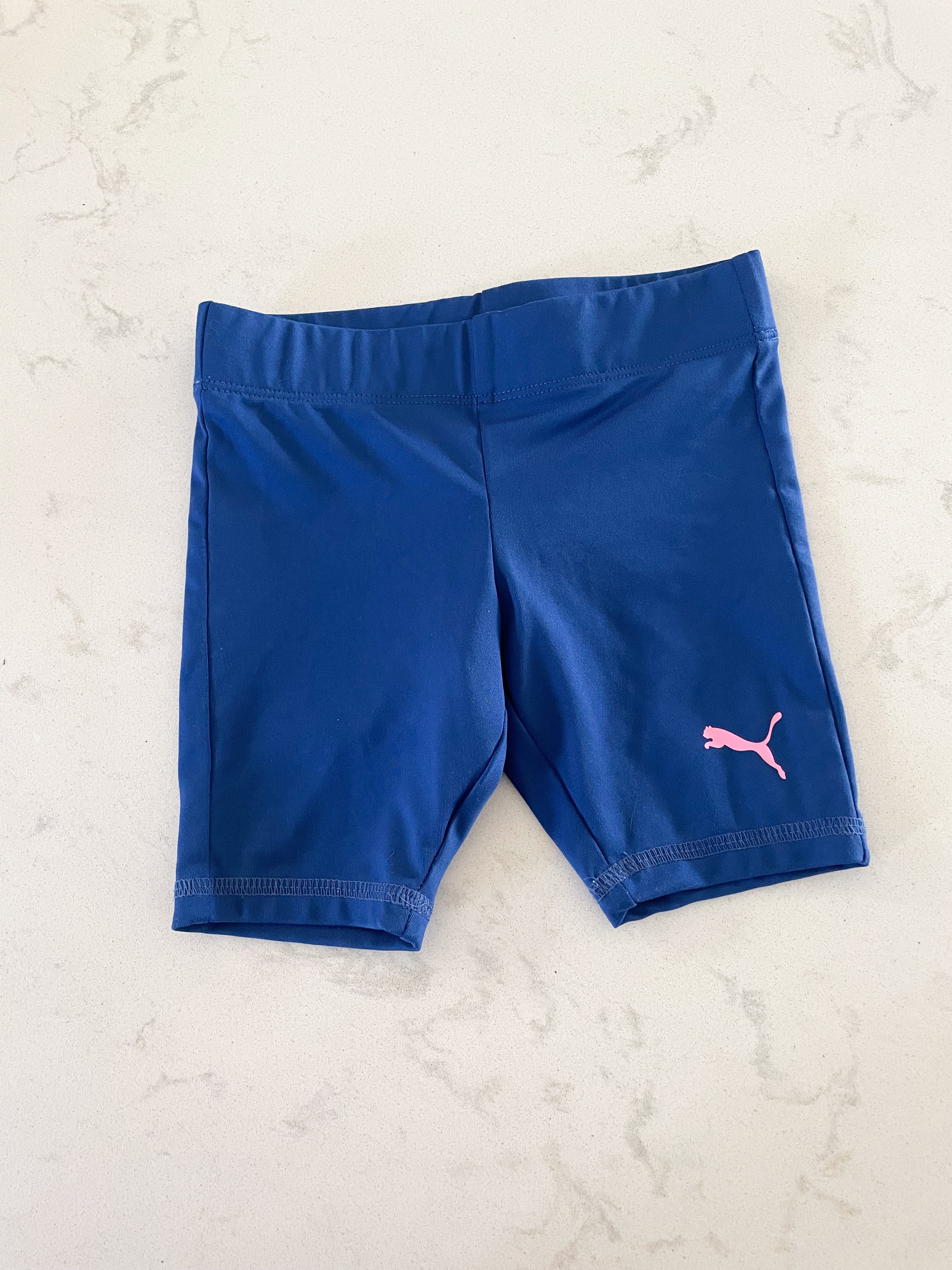 Puma-2T- VGUC- spandex athletic blue shorts with pink logo