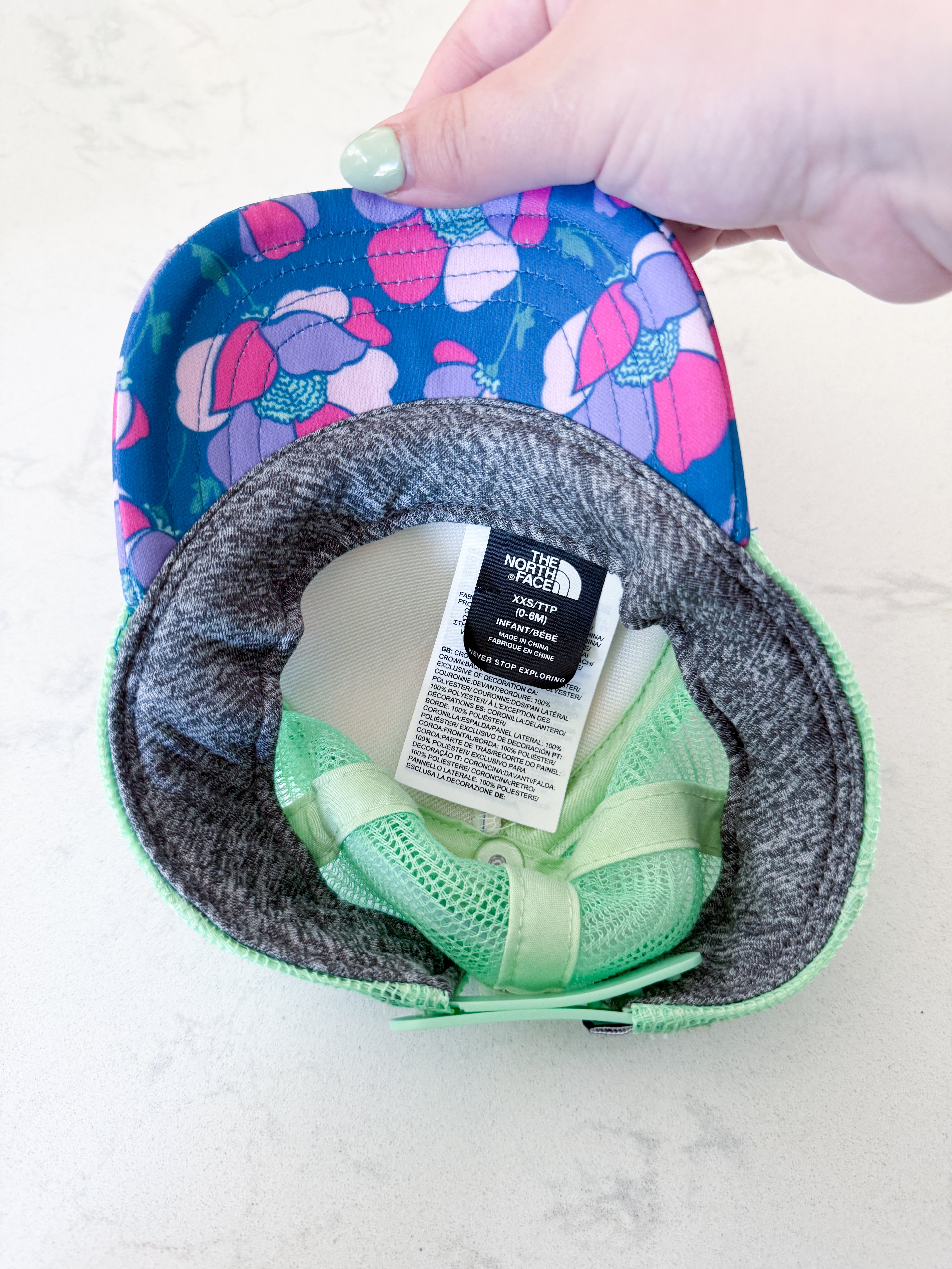 The North Face- XXS (0-6m)- VGUC- pink and purple ball cap with green mesh back