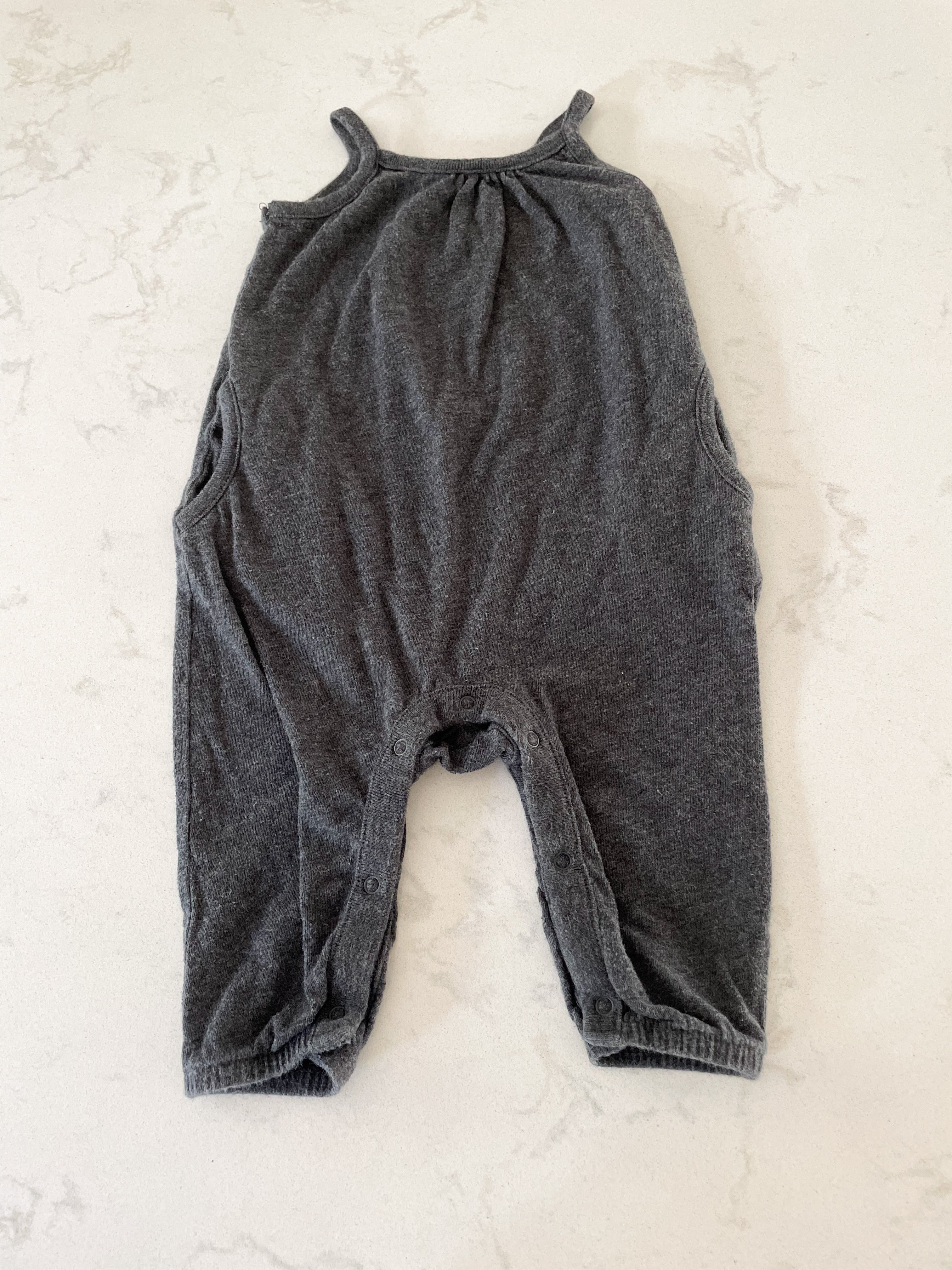 Old Navy- 3-6 months- dark grey tank romper