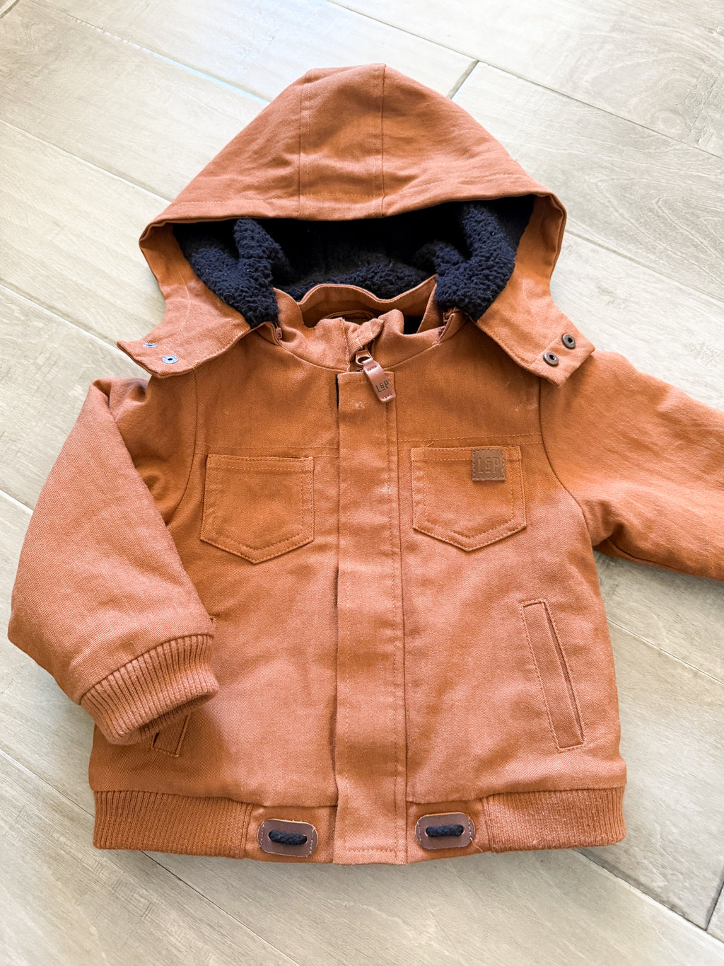 L&P Apparel- 6-12m- PLAY- brown thick fleece lined fall coat
