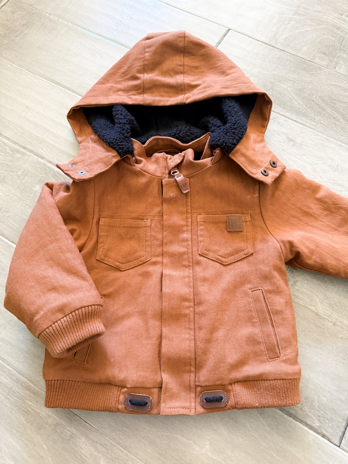 L&P Apparel- 6-12m- PLAY- brown thick fleece lined fall coat
