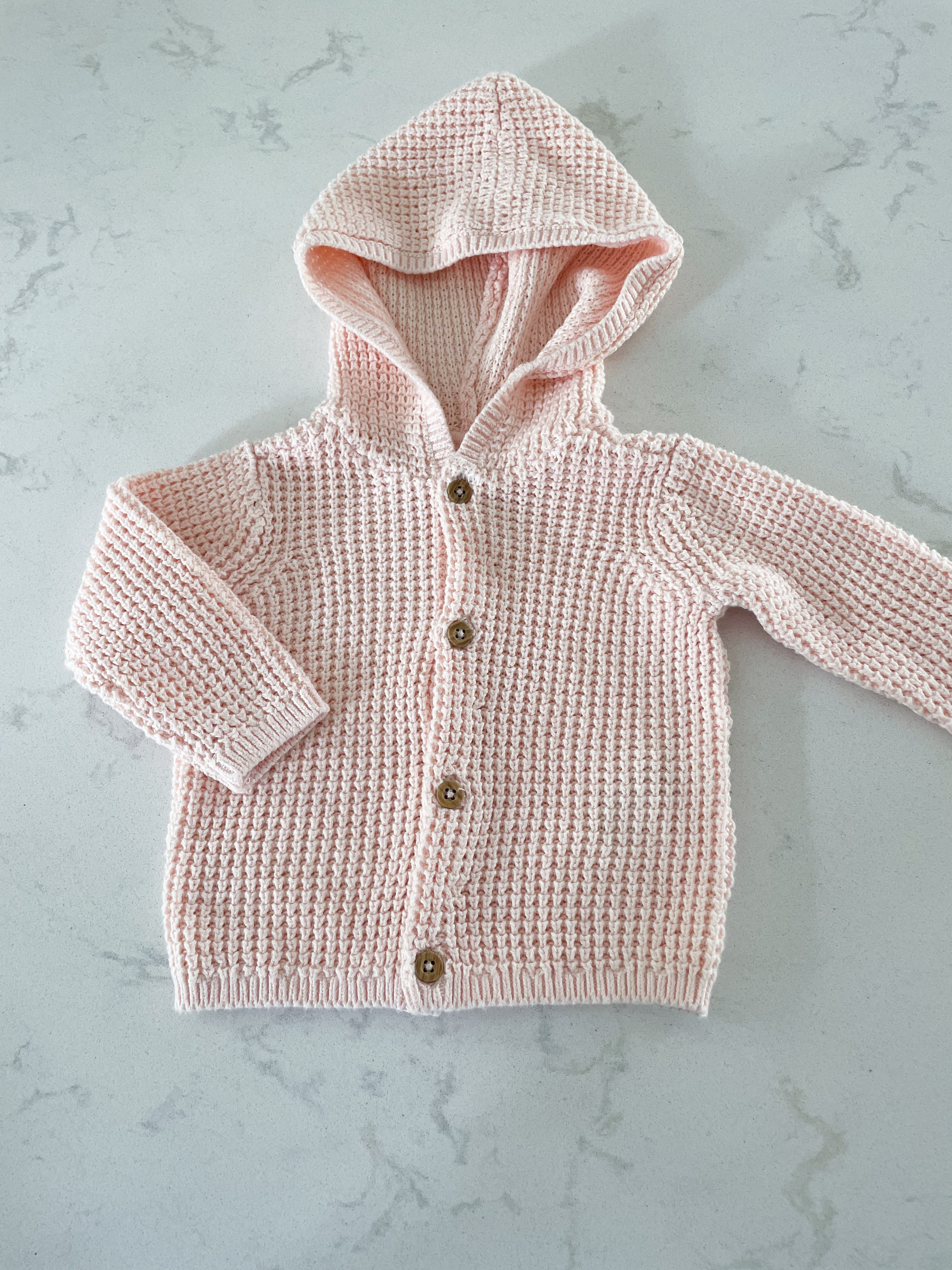 Carter’s- 3 months- knit hooded pink sweater