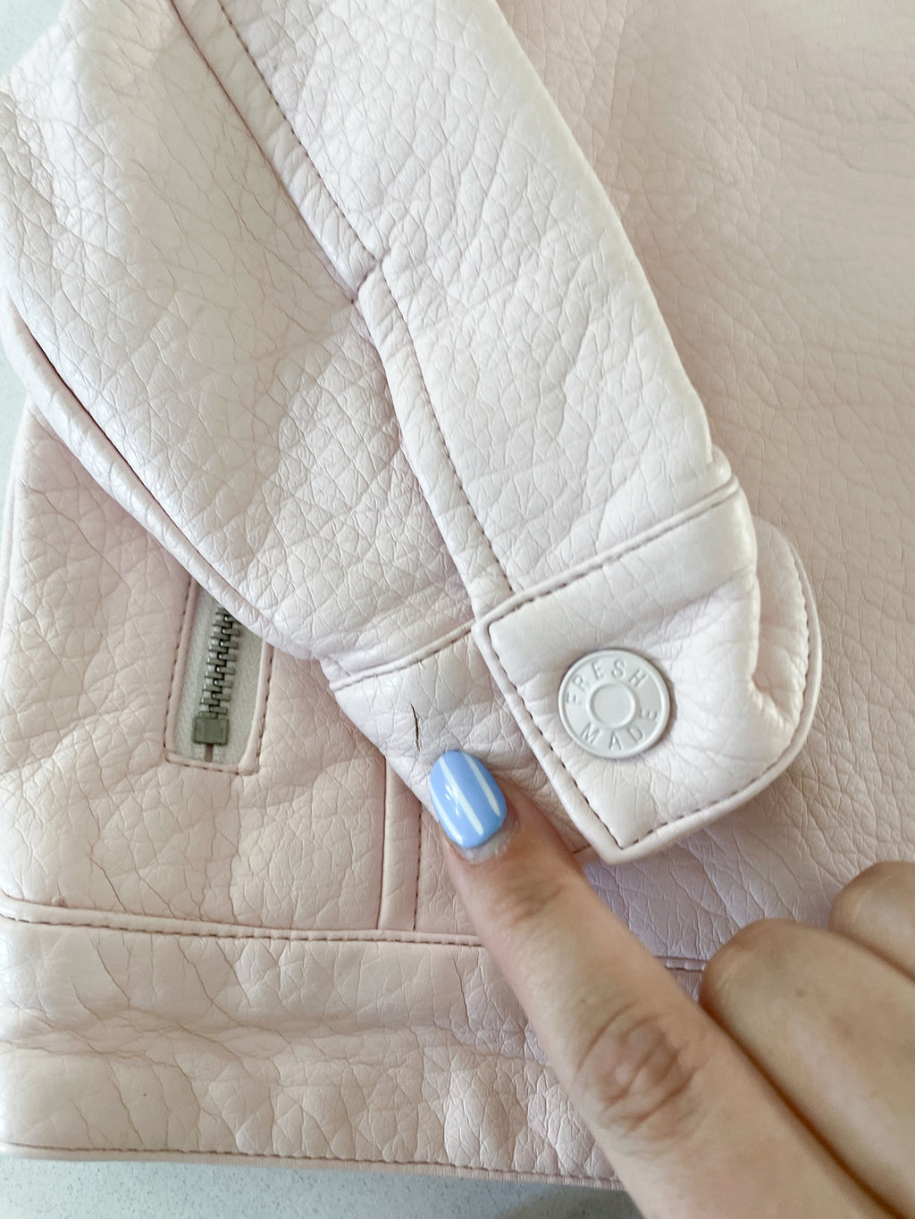 Joe Fresh- 6-12 months- faux pink leather jacket