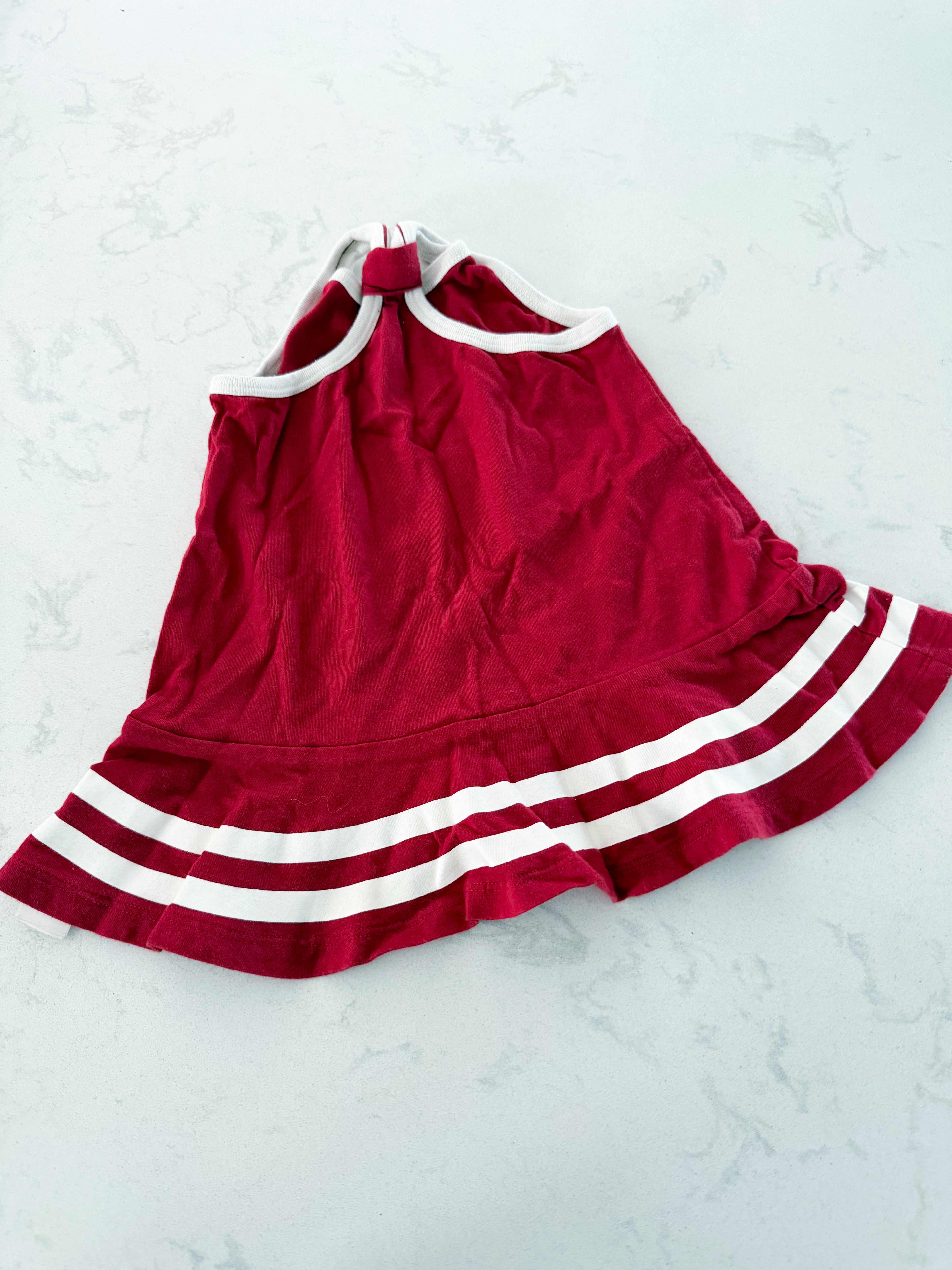 Roots- 6-12m- VGUC- red tank dress with white stripes